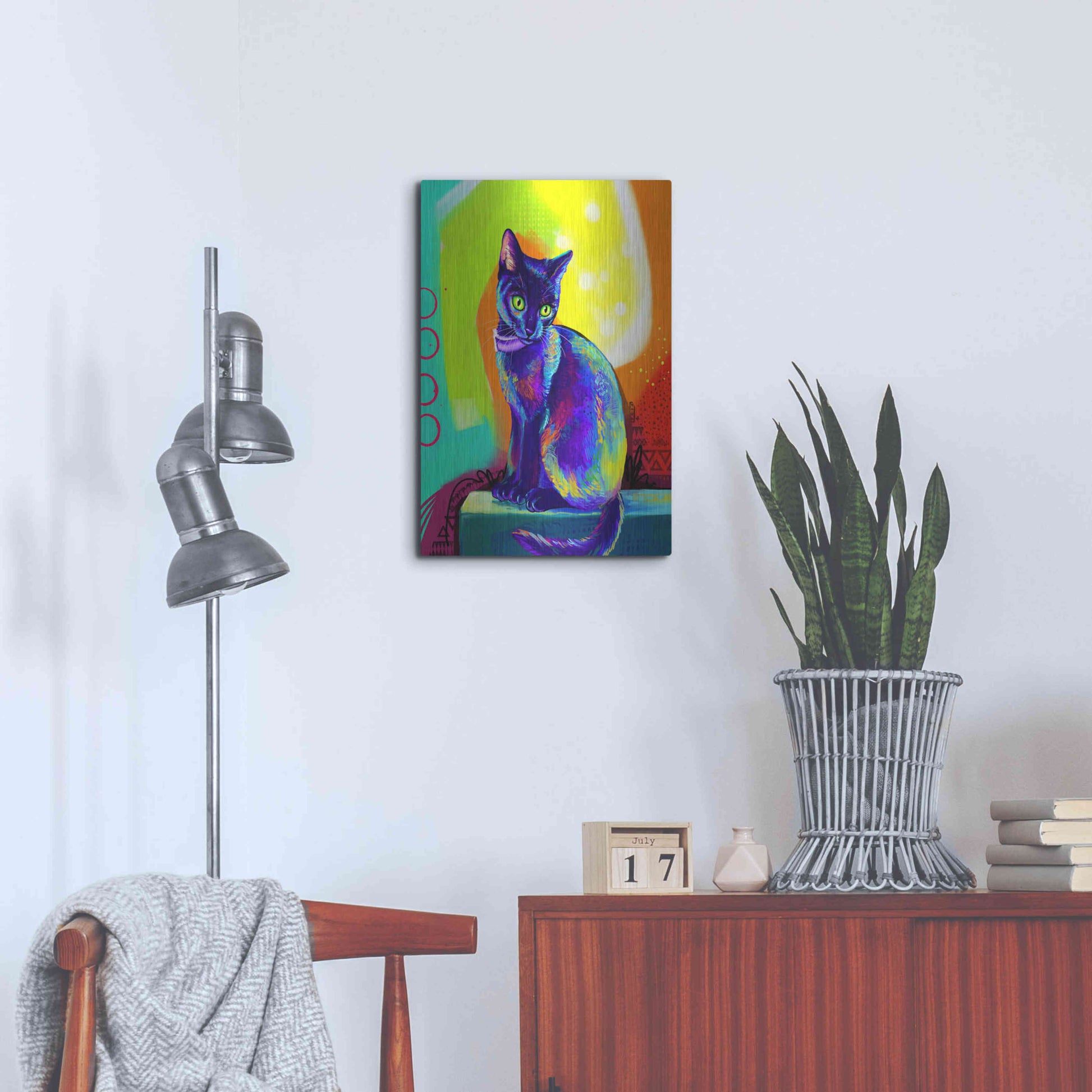 Luxe Metal Art 'Pop Art Black Cat' by Furbaby Affiliates, Metal Wall Art,16x24