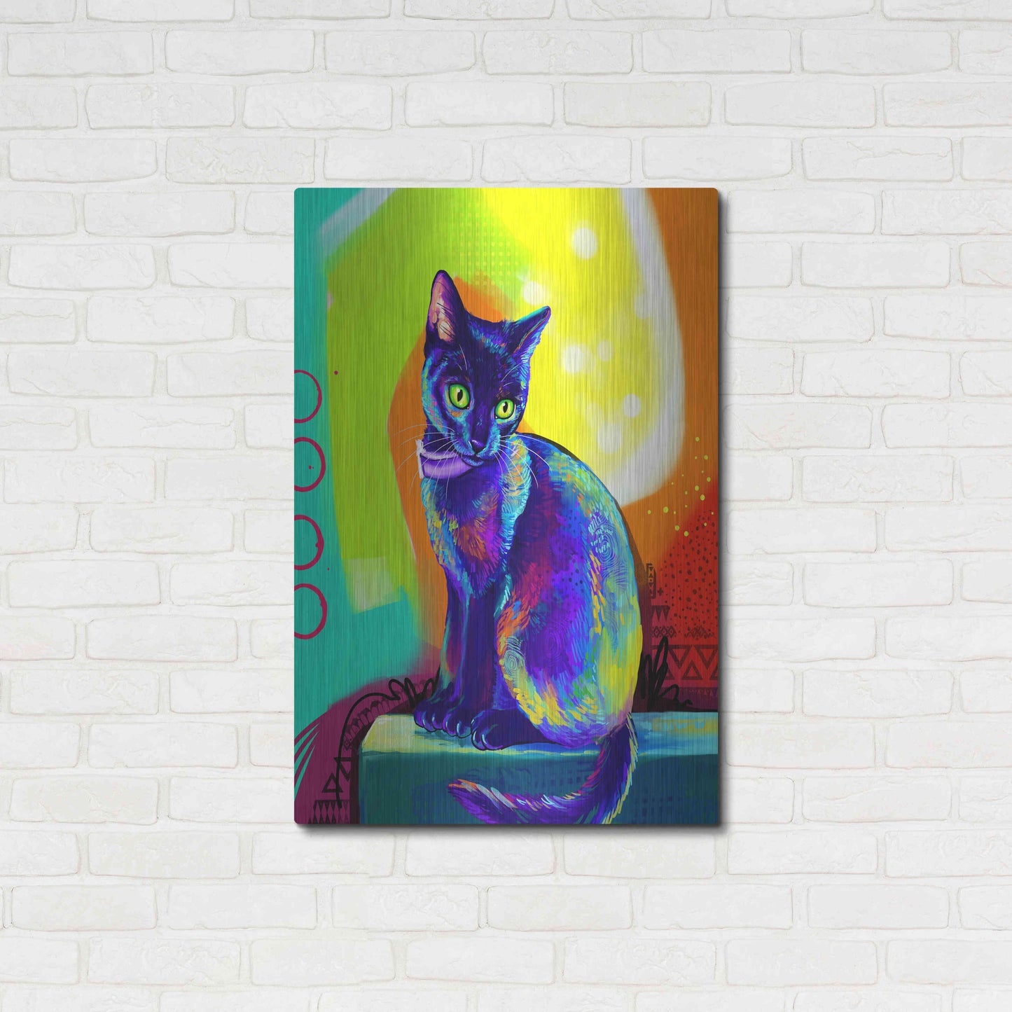 Luxe Metal Art 'Pop Art Black Cat' by Furbaby Affiliates, Metal Wall Art,24x36