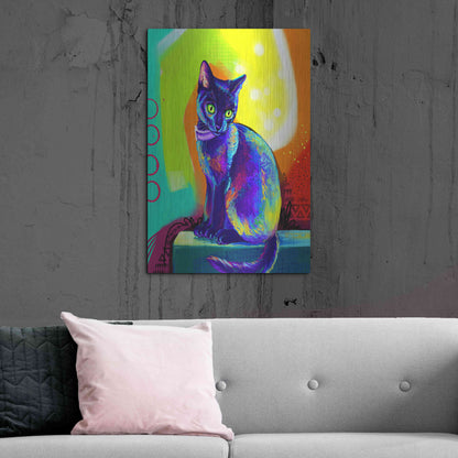 Luxe Metal Art 'Pop Art Black Cat' by Furbaby Affiliates, Metal Wall Art,24x36