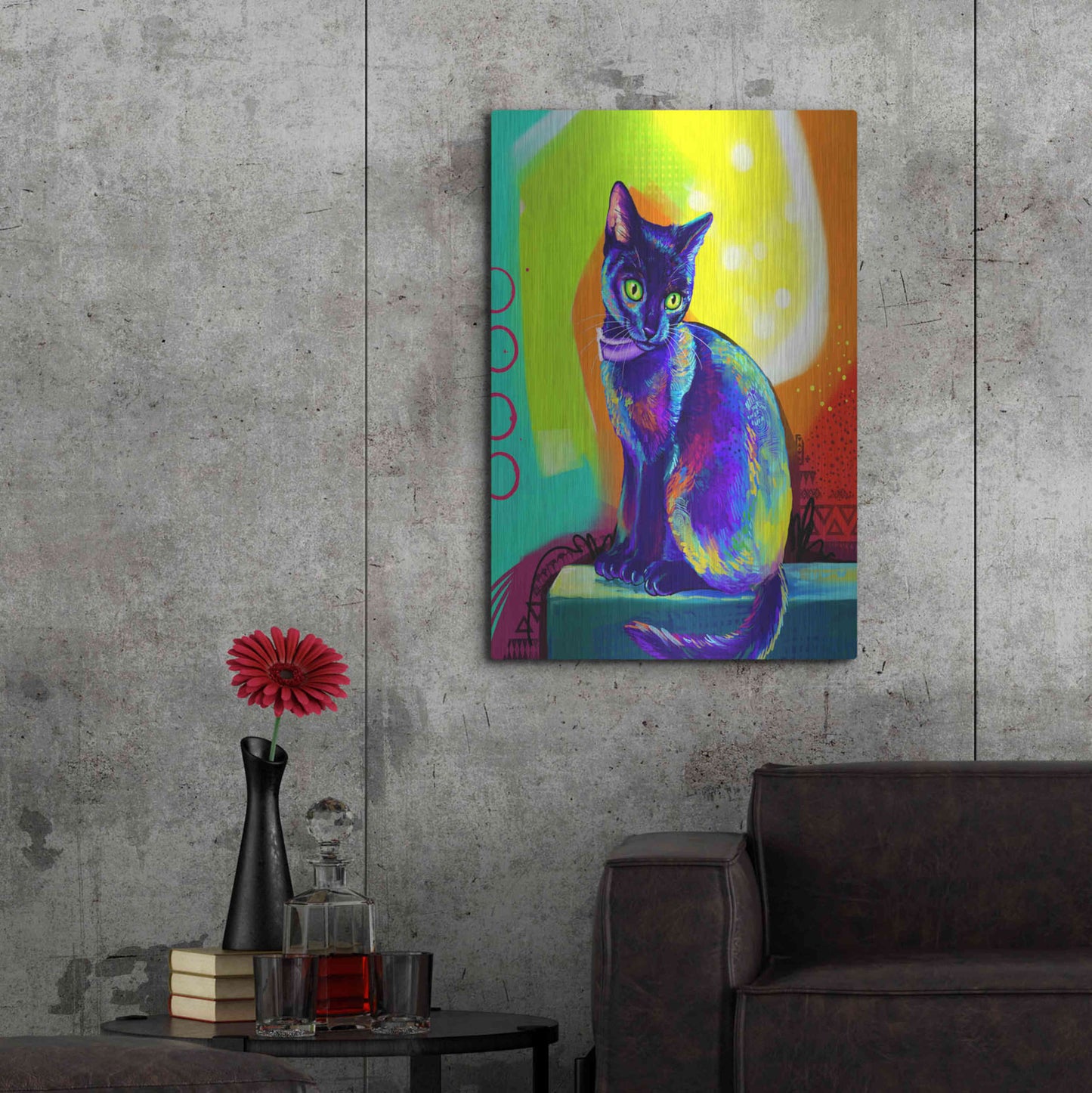 Luxe Metal Art 'Pop Art Black Cat' by Furbaby Affiliates, Metal Wall Art,24x36