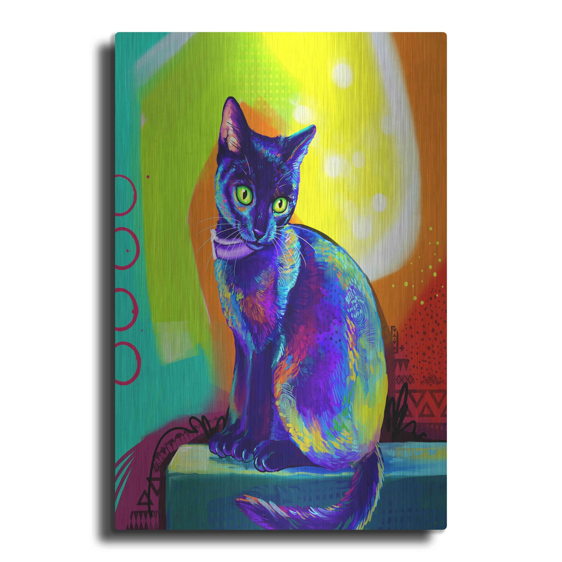 Luxe Metal Art 'Pop Art Black Cat' by Furbaby Affiliates, Metal Wall Art