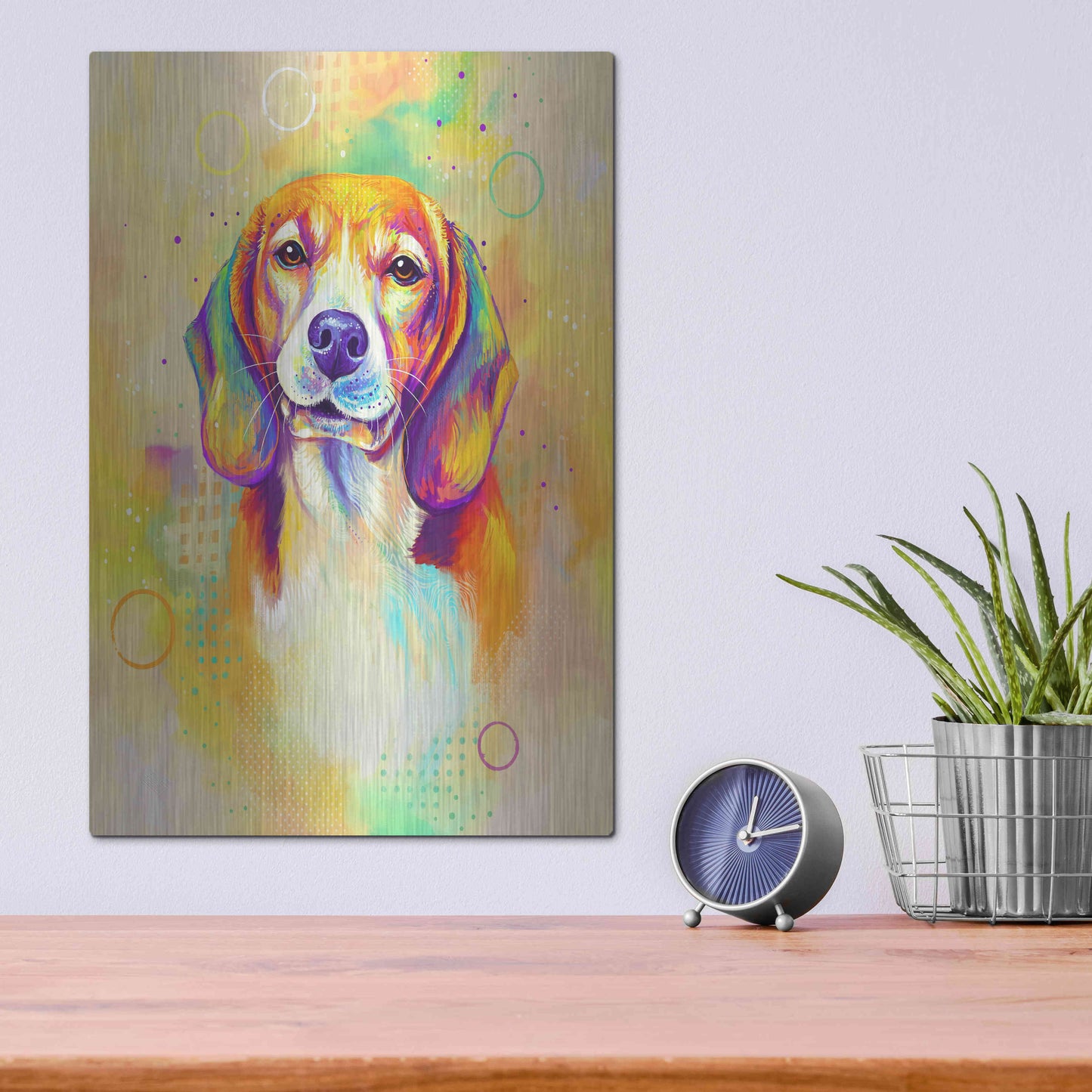 Luxe Metal Art 'Pop Art Beagle 3' by Furbaby Affiliates, Metal Wall Art,12x16