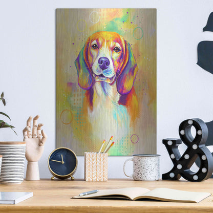 Luxe Metal Art 'Pop Art Beagle 3' by Furbaby Affiliates, Metal Wall Art,12x16