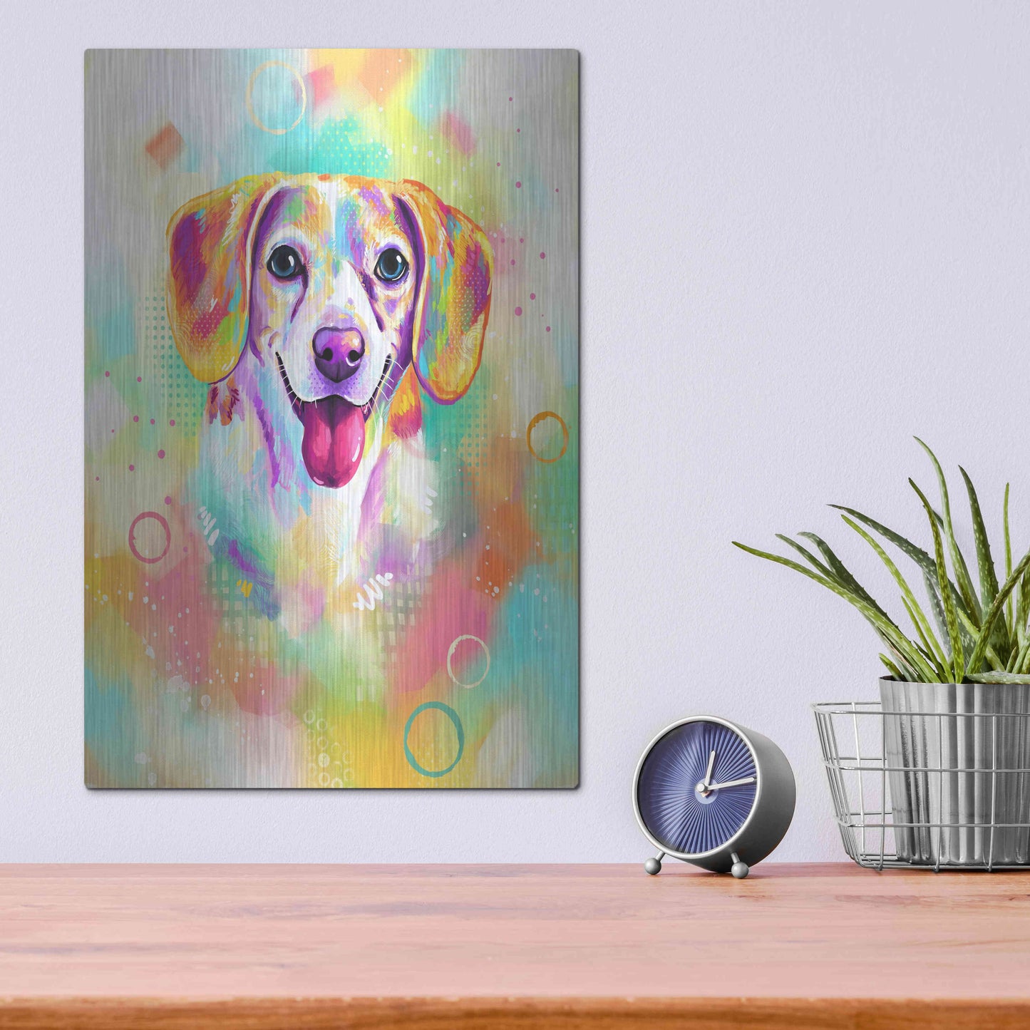 Luxe Metal Art 'Pop Art Beagle 2' by Furbaby Affiliates, Metal Wall Art,12x16