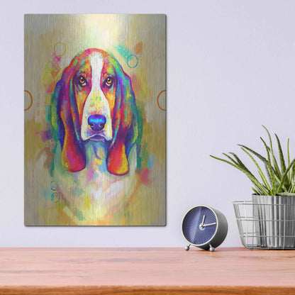 Luxe Metal Art 'Pop Art Basset Hound' by Furbaby Affiliates, Metal Wall Art,12x16