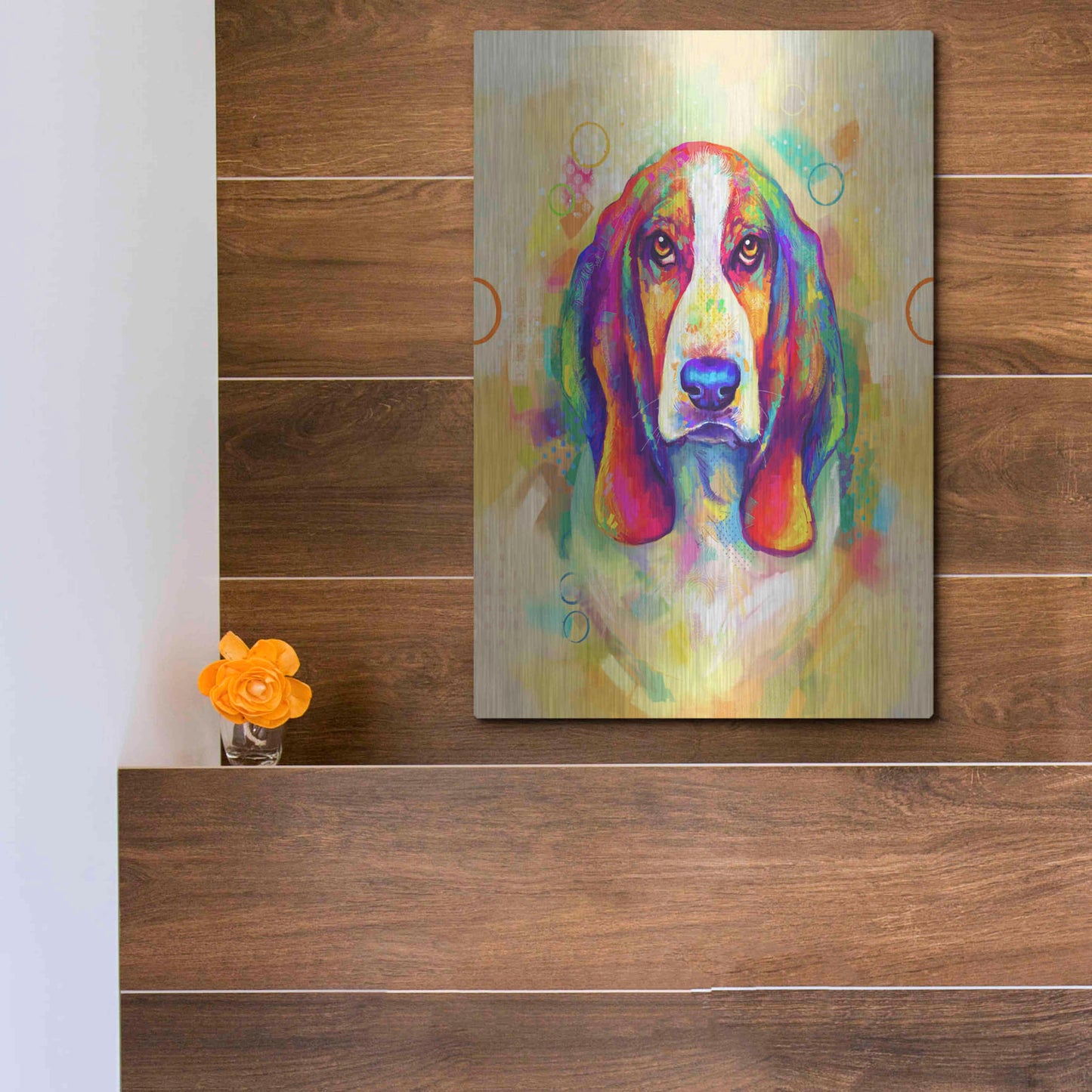 Luxe Metal Art 'Pop Art Basset Hound' by Furbaby Affiliates, Metal Wall Art,12x16