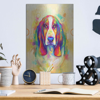 Luxe Metal Art 'Pop Art Basset Hound' by Furbaby Affiliates, Metal Wall Art,12x16