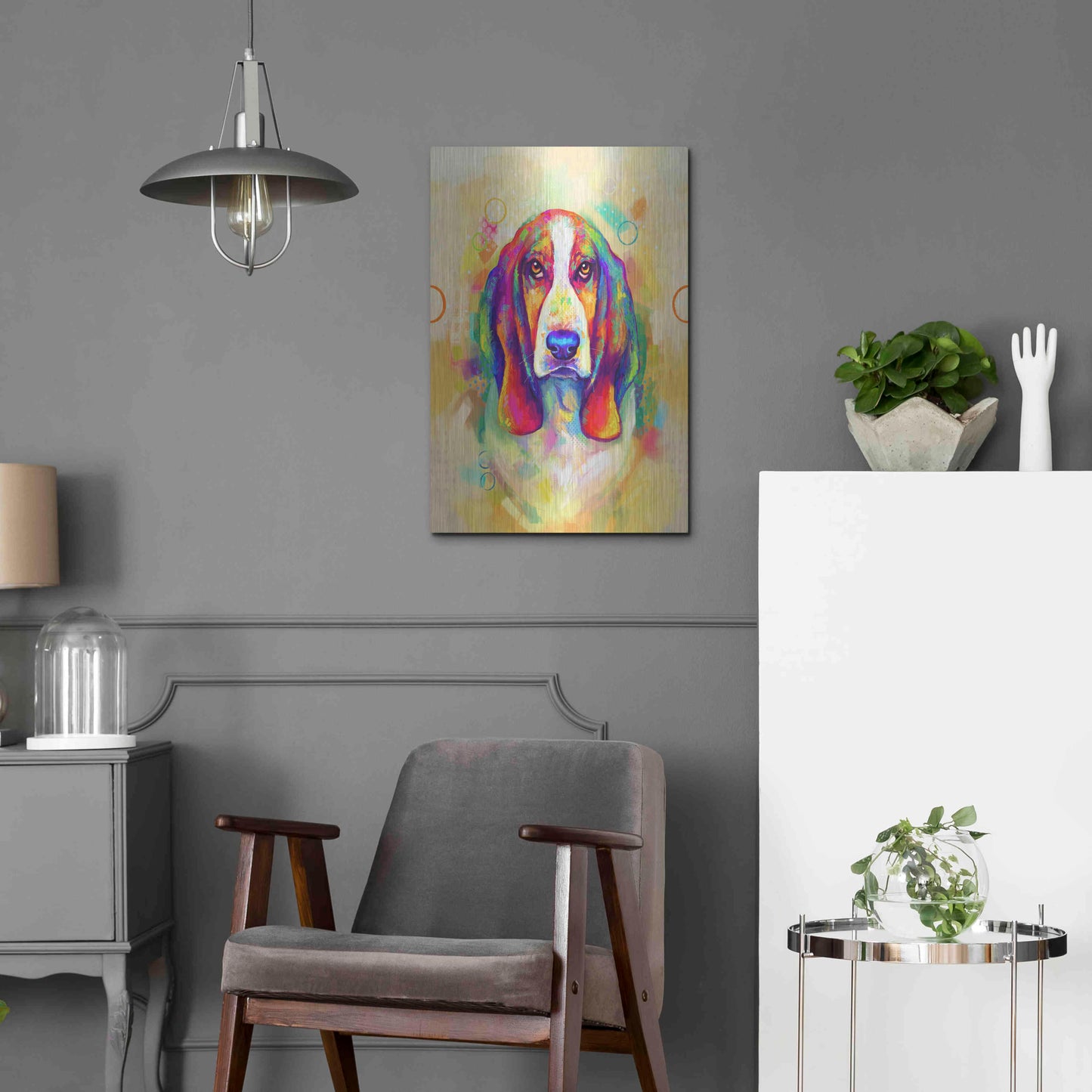 Luxe Metal Art 'Pop Art Basset Hound' by Furbaby Affiliates, Metal Wall Art,16x24