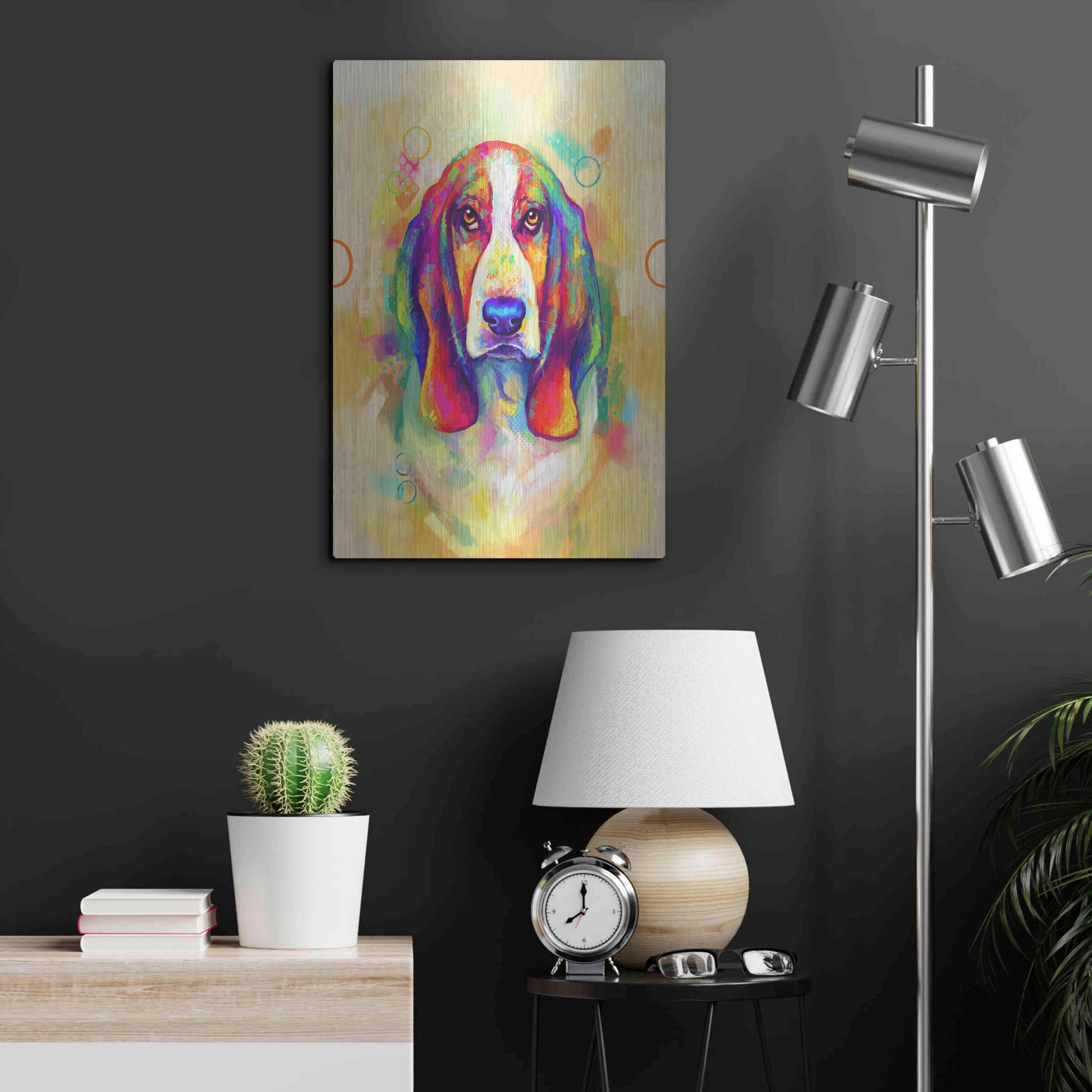 Luxe Metal Art 'Pop Art Basset Hound' by Furbaby Affiliates, Metal Wall Art,16x24