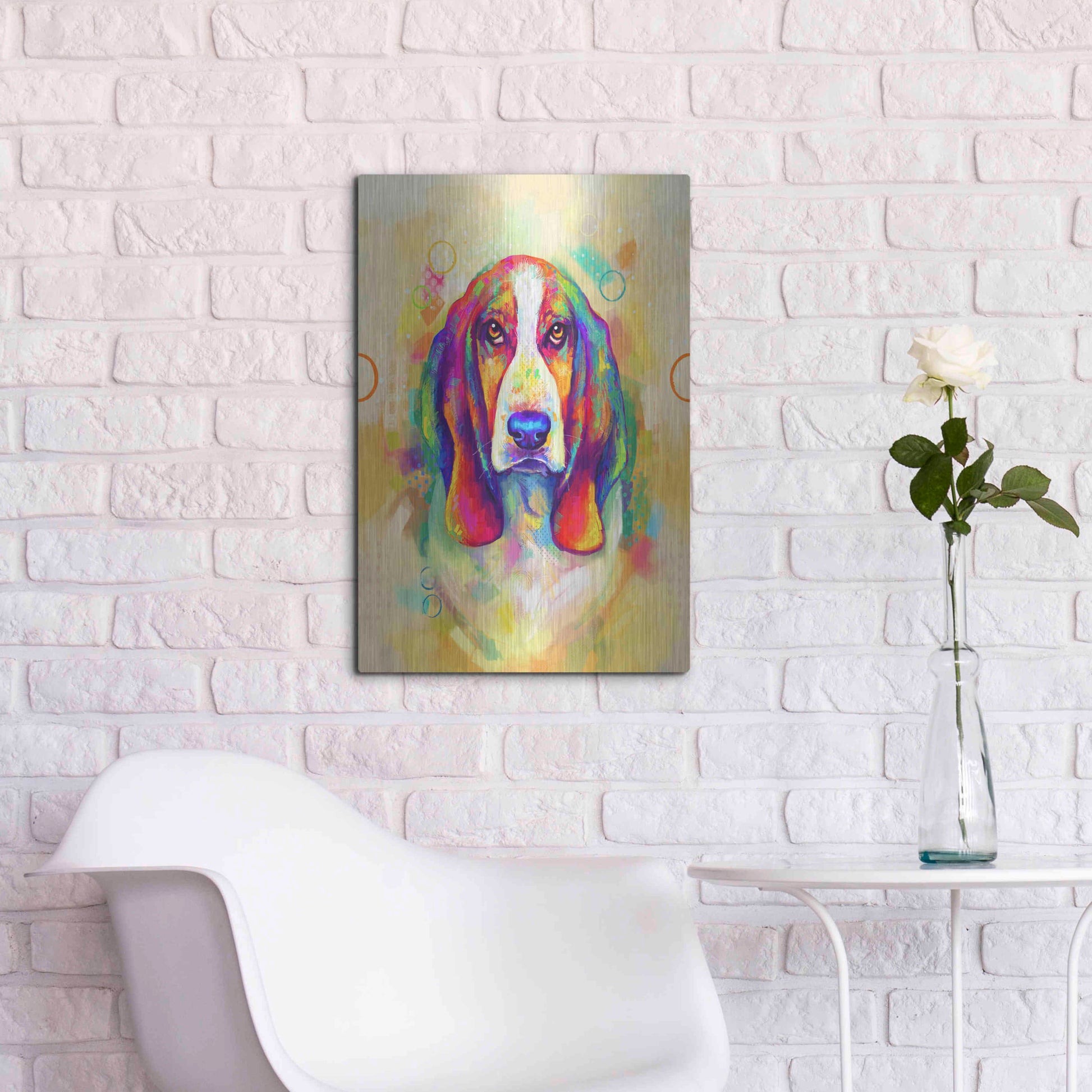 Luxe Metal Art 'Pop Art Basset Hound' by Furbaby Affiliates, Metal Wall Art,16x24