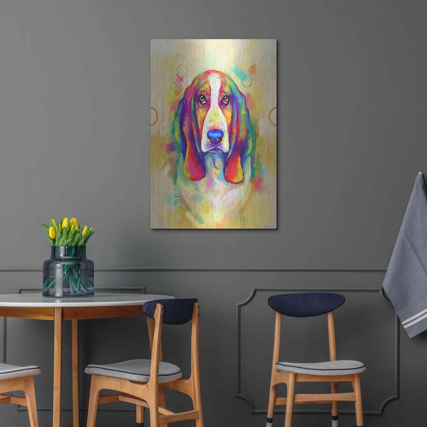 Luxe Metal Art 'Pop Art Basset Hound' by Furbaby Affiliates, Metal Wall Art,24x36