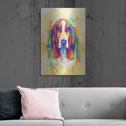 Luxe Metal Art 'Pop Art Basset Hound' by Furbaby Affiliates, Metal Wall Art,24x36