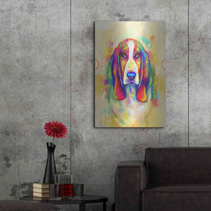 Luxe Metal Art 'Pop Art Basset Hound' by Furbaby Affiliates, Metal Wall Art,24x36