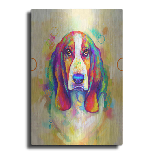 Luxe Metal Art 'Pop Art Basset Hound' by Furbaby Affiliates, Metal Wall Art