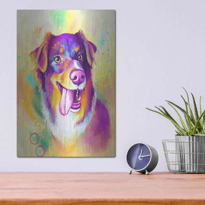 Luxe Metal Art 'Pop Art Australian Shepherd' by Furbaby Affiliates, Metal Wall Art,12x16