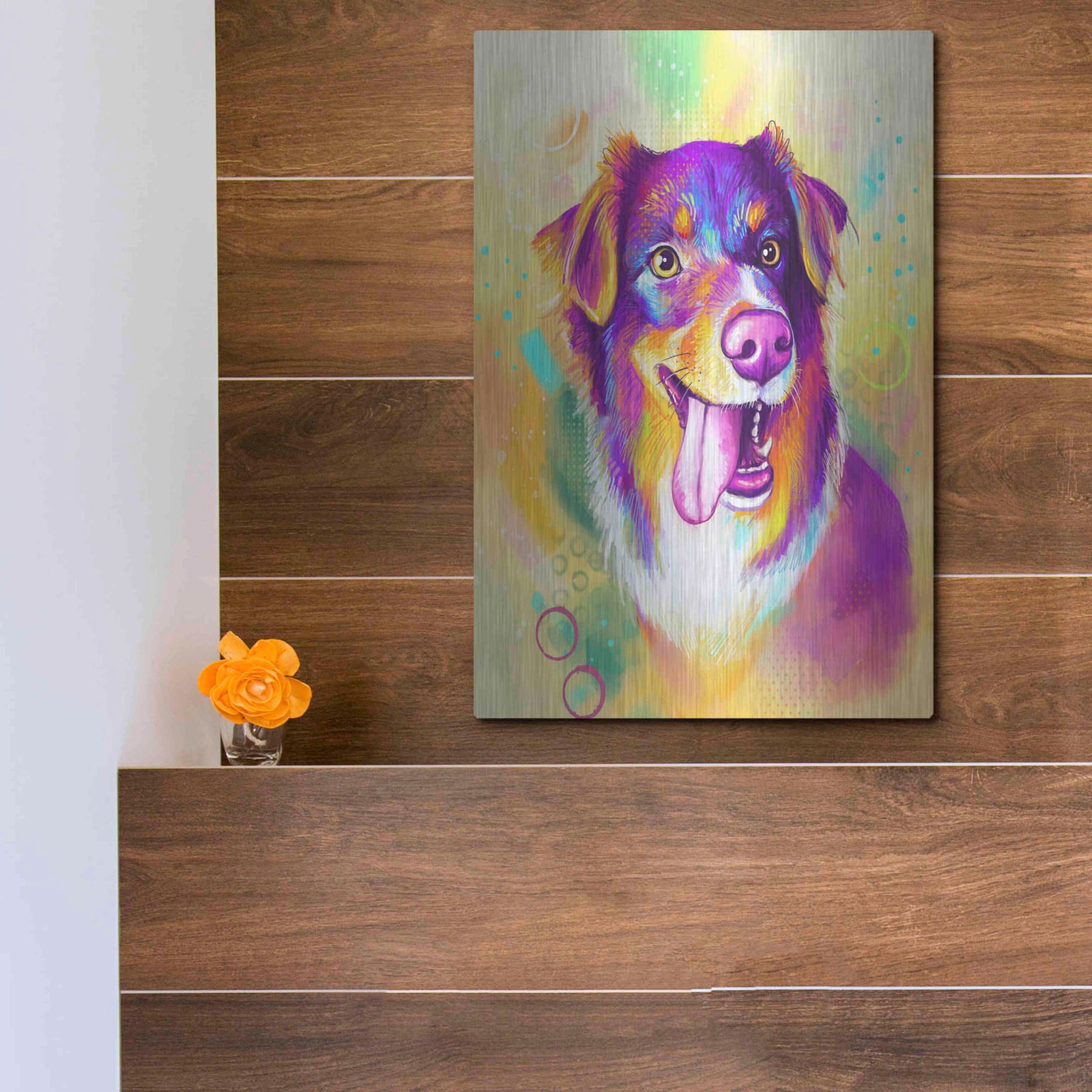 Luxe Metal Art 'Pop Art Australian Shepherd' by Furbaby Affiliates, Metal Wall Art,12x16