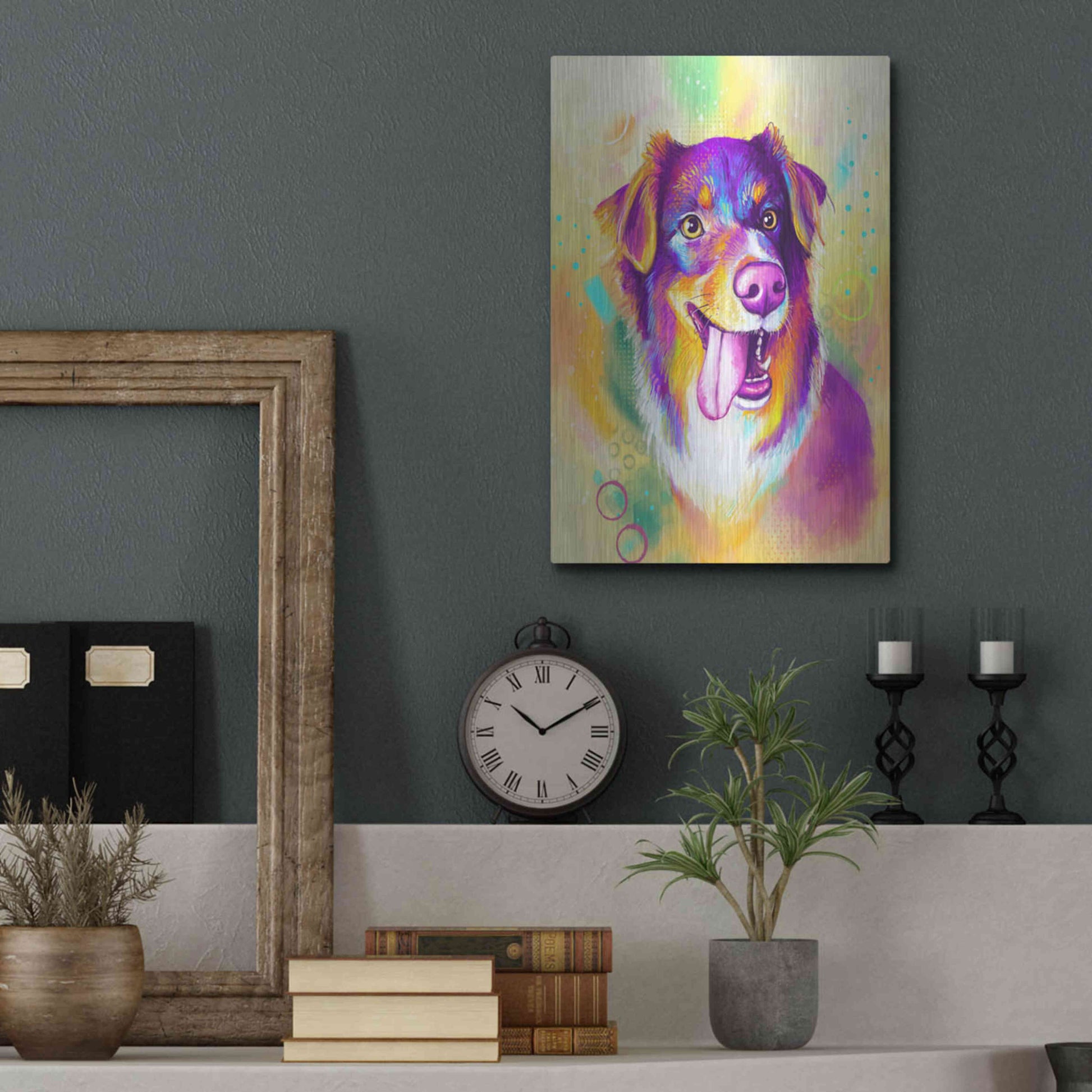 Luxe Metal Art 'Pop Art Australian Shepherd' by Furbaby Affiliates, Metal Wall Art,12x16