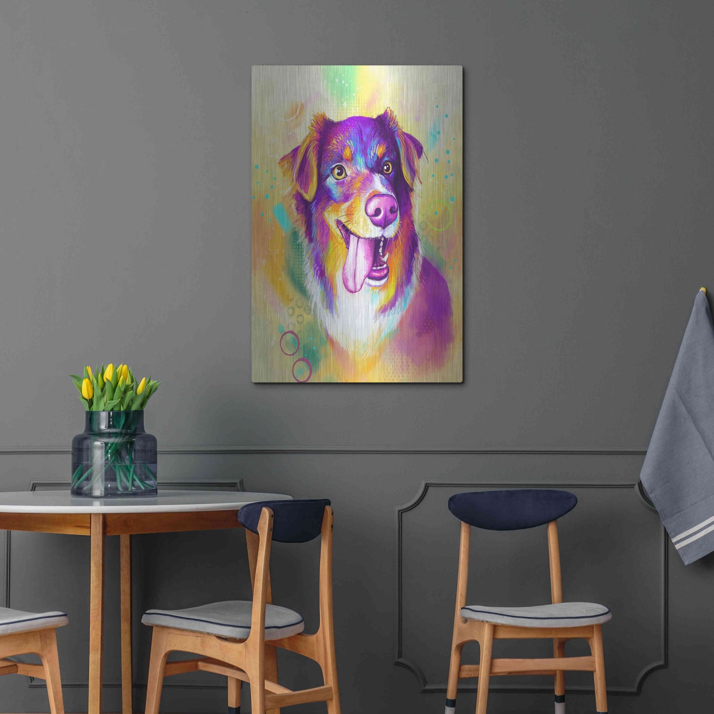 Luxe Metal Art 'Pop Art Australian Shepherd' by Furbaby Affiliates, Metal Wall Art,24x36