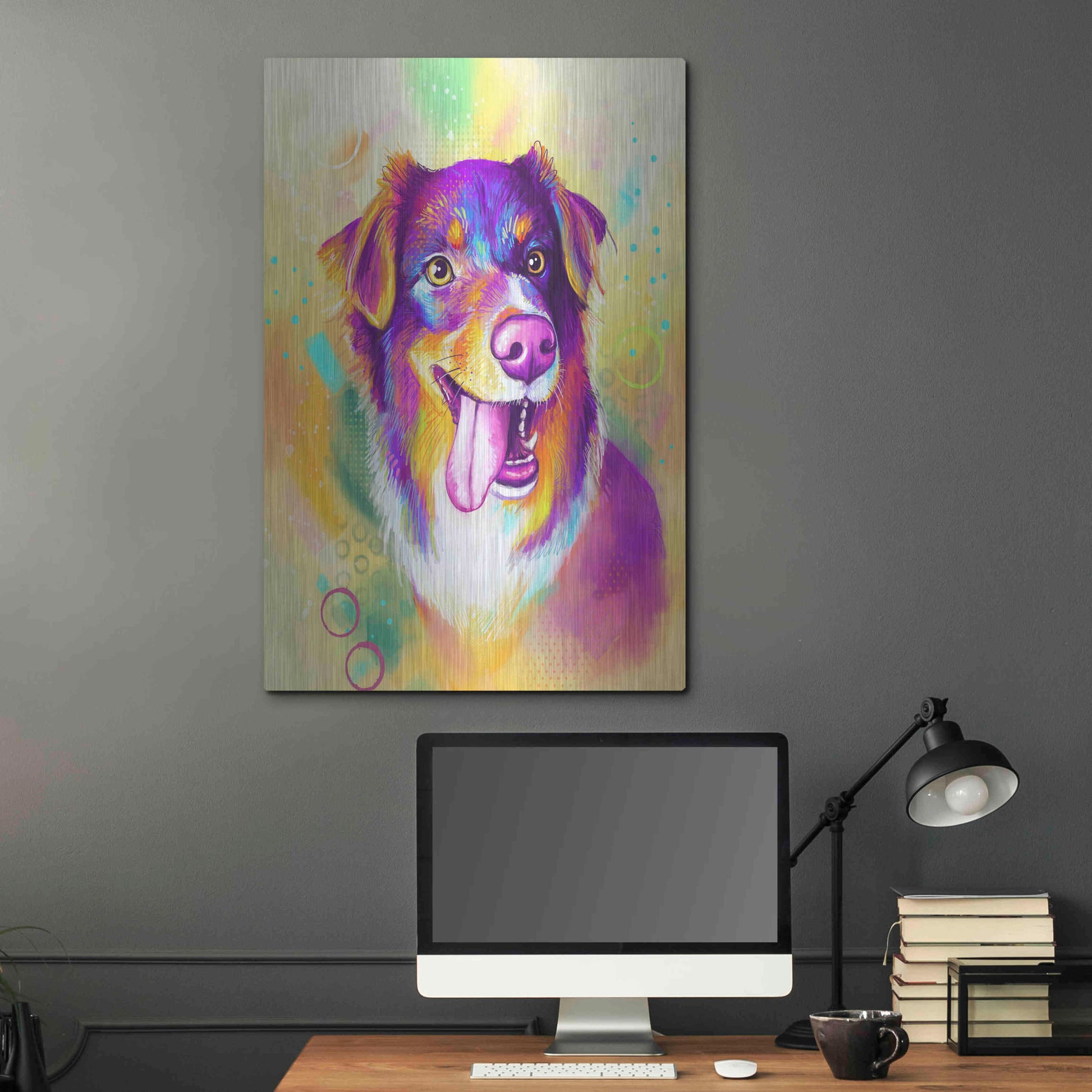 Luxe Metal Art 'Pop Art Australian Shepherd' by Furbaby Affiliates, Metal Wall Art,24x36