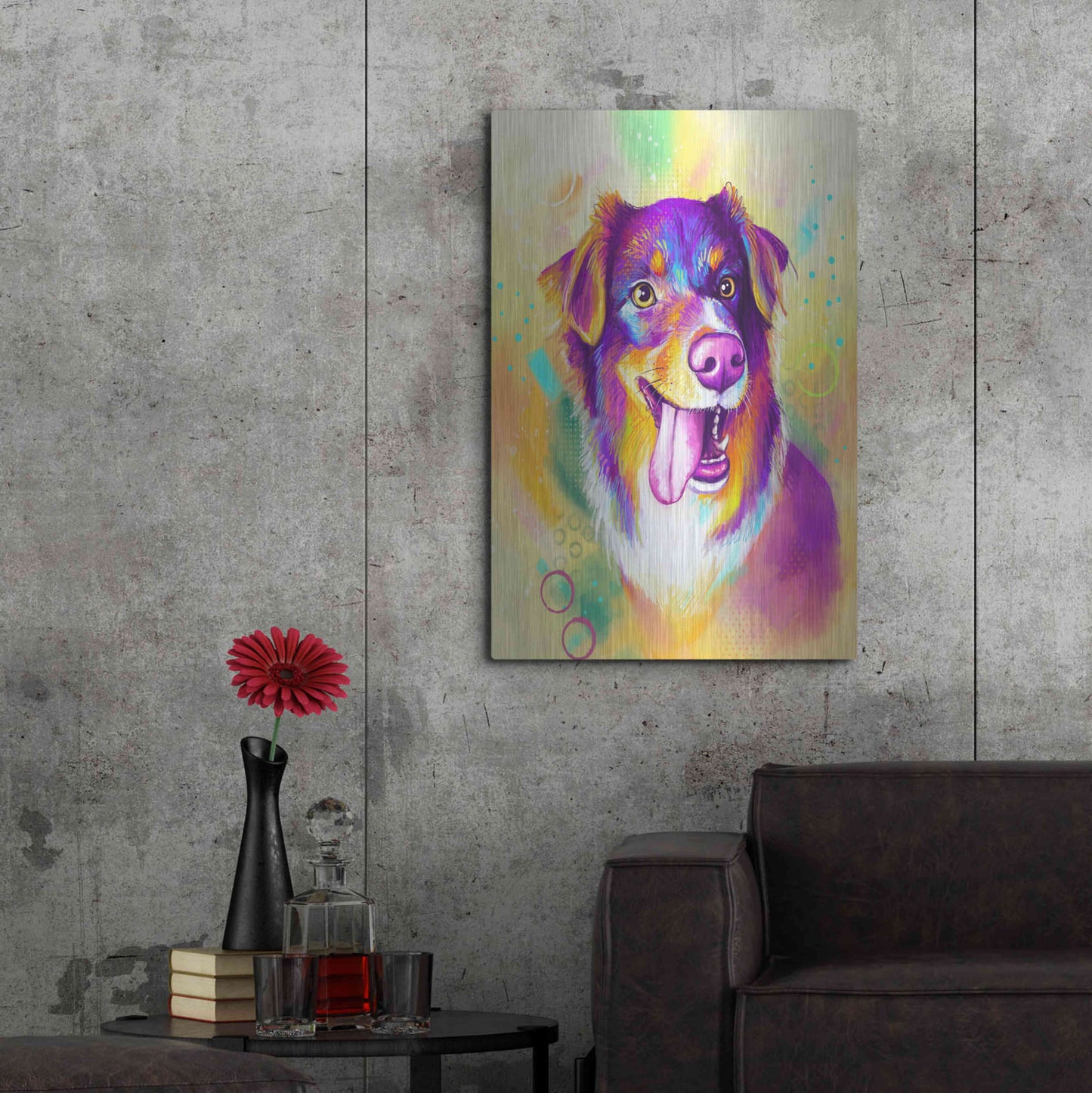 Luxe Metal Art 'Pop Art Australian Shepherd' by Furbaby Affiliates, Metal Wall Art,24x36