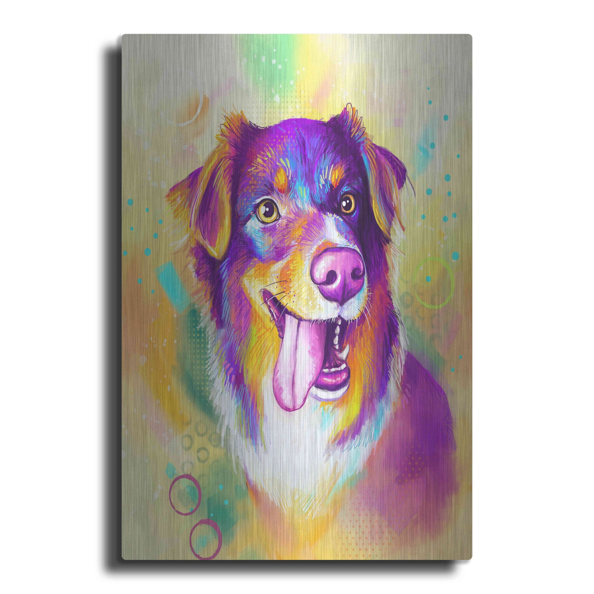 Luxe Metal Art 'Pop Art Australian Shepherd' by Furbaby Affiliates, Metal Wall Art