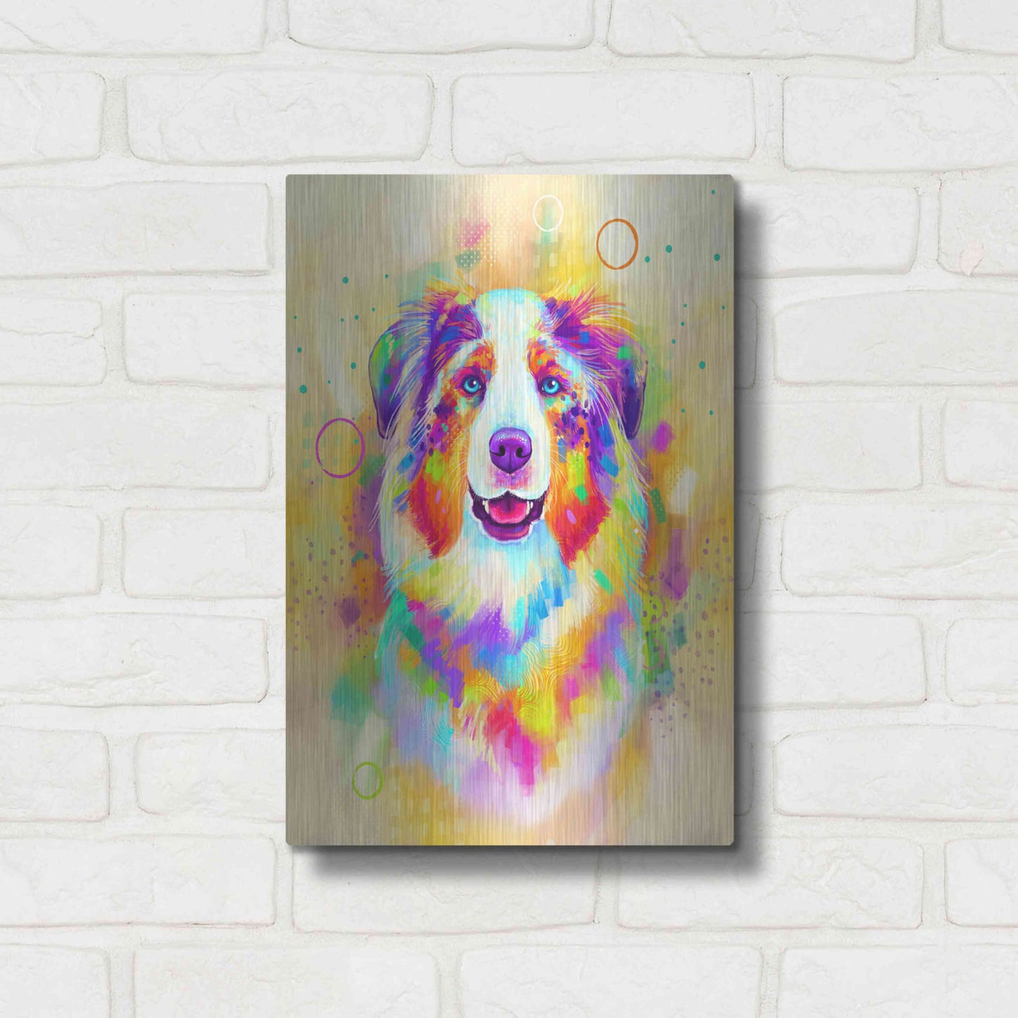 Luxe Metal Art 'Pop Art Australian Shepherd 4' by Furbaby Affiliates, Metal Wall Art,12x16