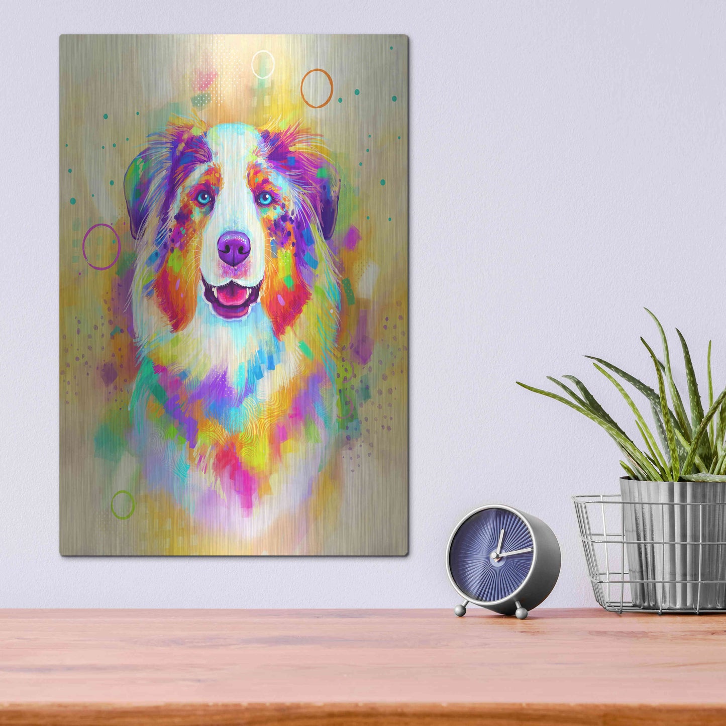 Luxe Metal Art 'Pop Art Australian Shepherd 4' by Furbaby Affiliates, Metal Wall Art,12x16