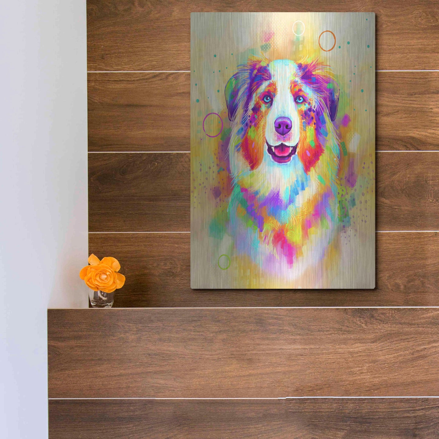 Luxe Metal Art 'Pop Art Australian Shepherd 4' by Furbaby Affiliates, Metal Wall Art,12x16