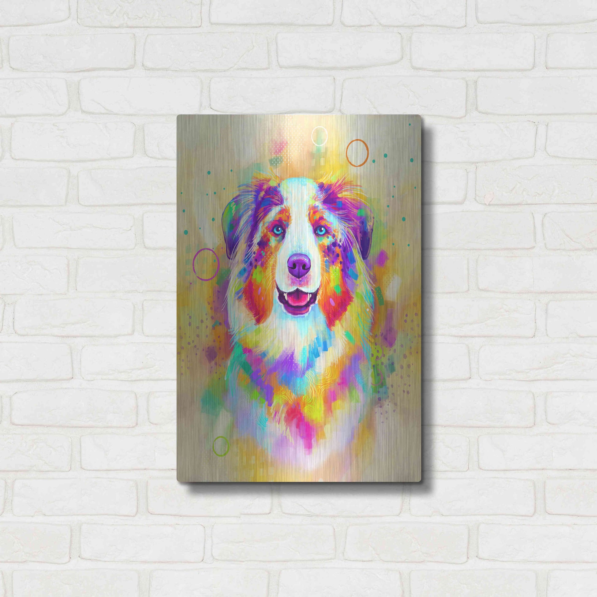 Luxe Metal Art 'Pop Art Australian Shepherd 4' by Furbaby Affiliates, Metal Wall Art,16x24