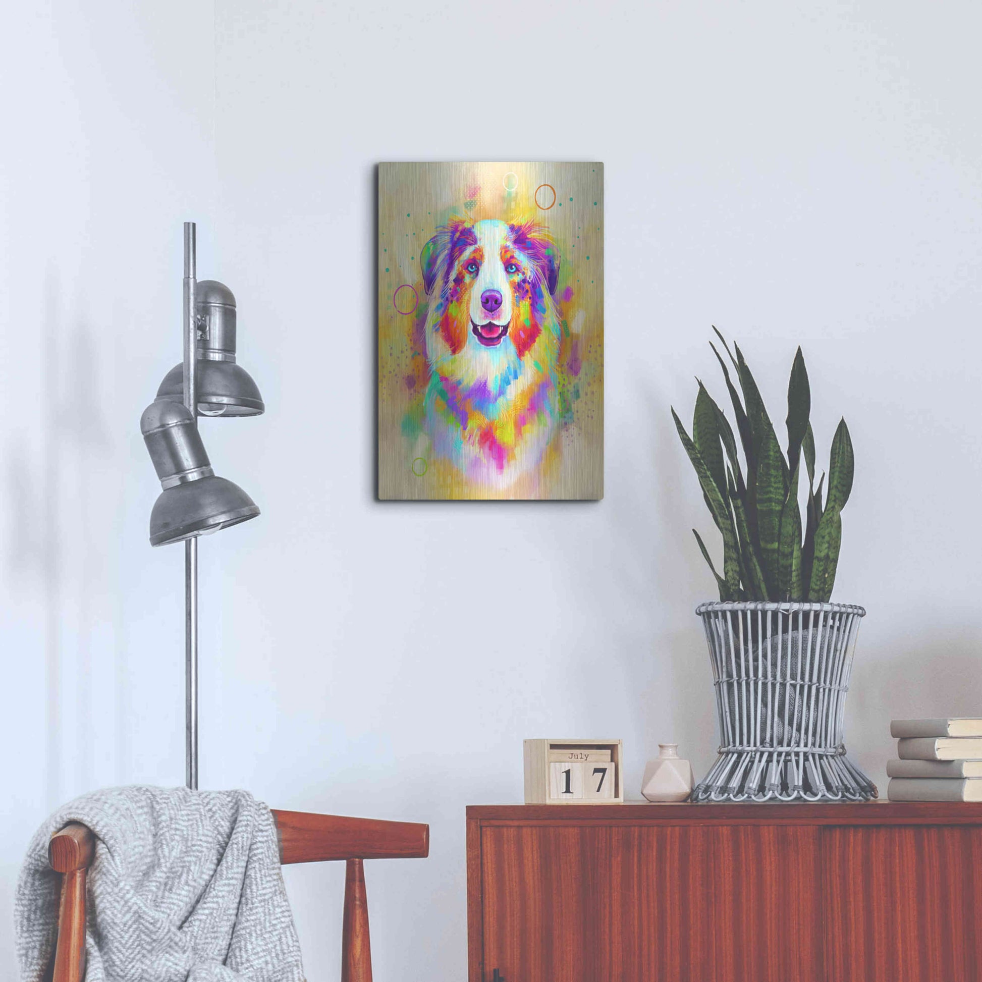 Luxe Metal Art 'Pop Art Australian Shepherd 4' by Furbaby Affiliates, Metal Wall Art,16x24