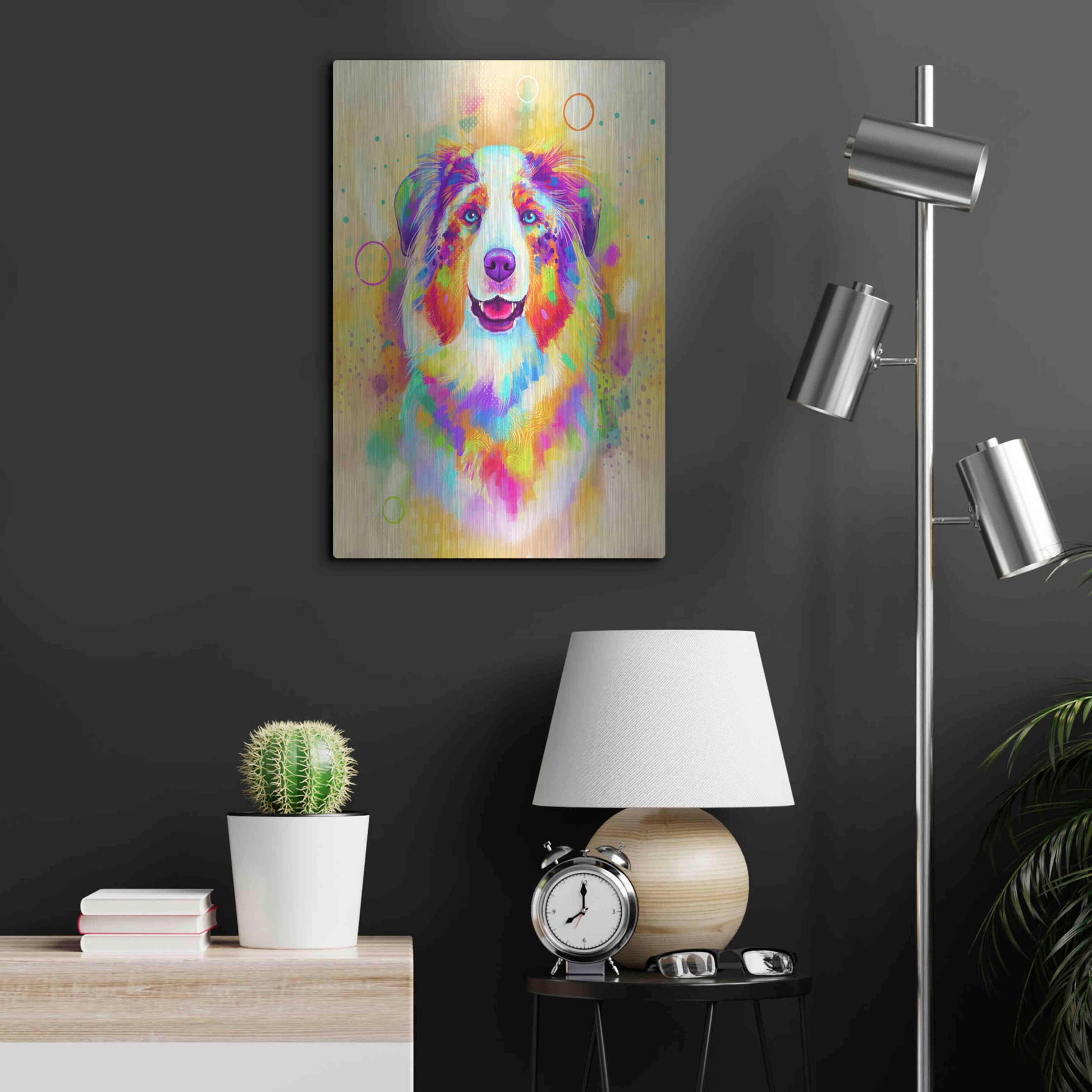 Luxe Metal Art 'Pop Art Australian Shepherd 4' by Furbaby Affiliates, Metal Wall Art,16x24