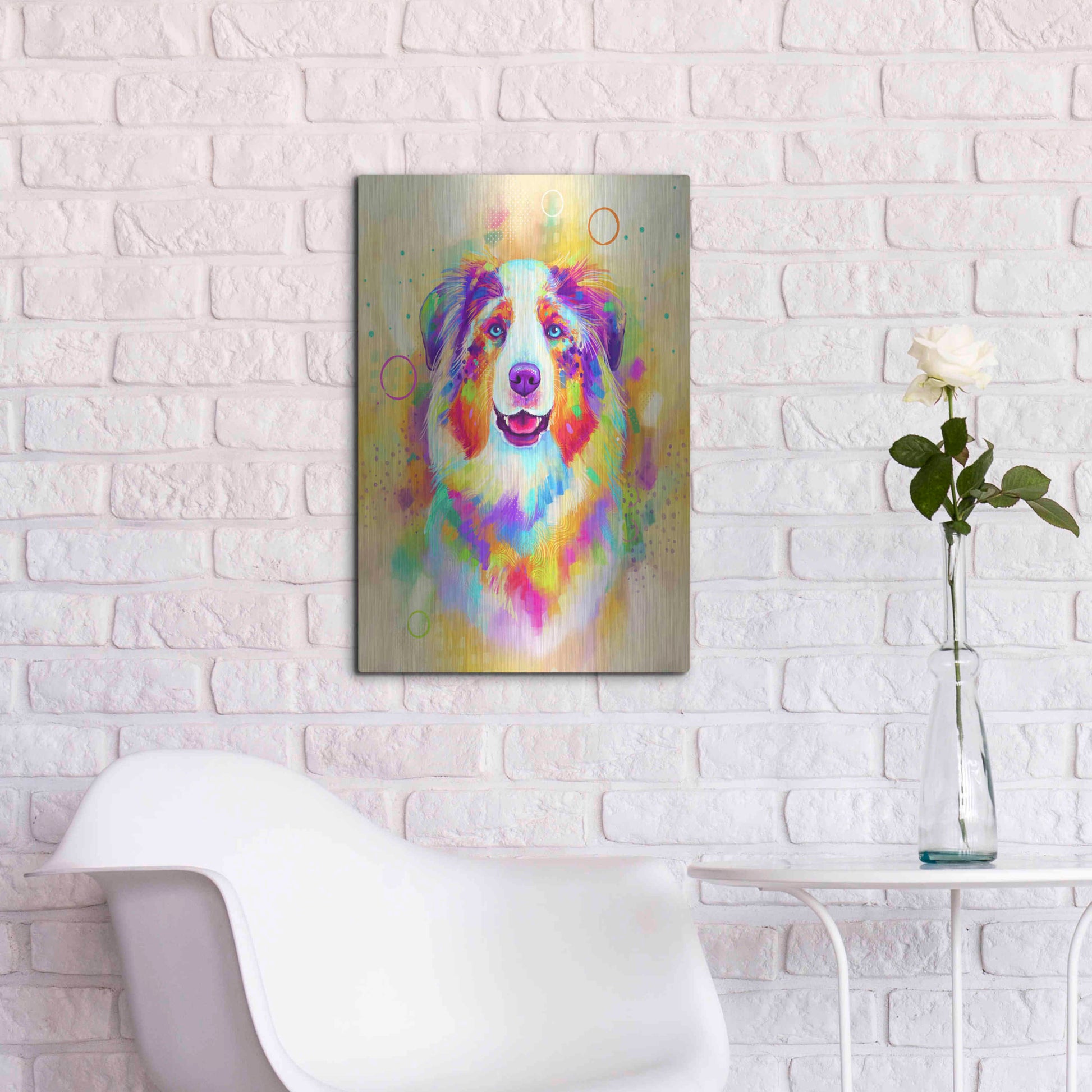 Luxe Metal Art 'Pop Art Australian Shepherd 4' by Furbaby Affiliates, Metal Wall Art,16x24