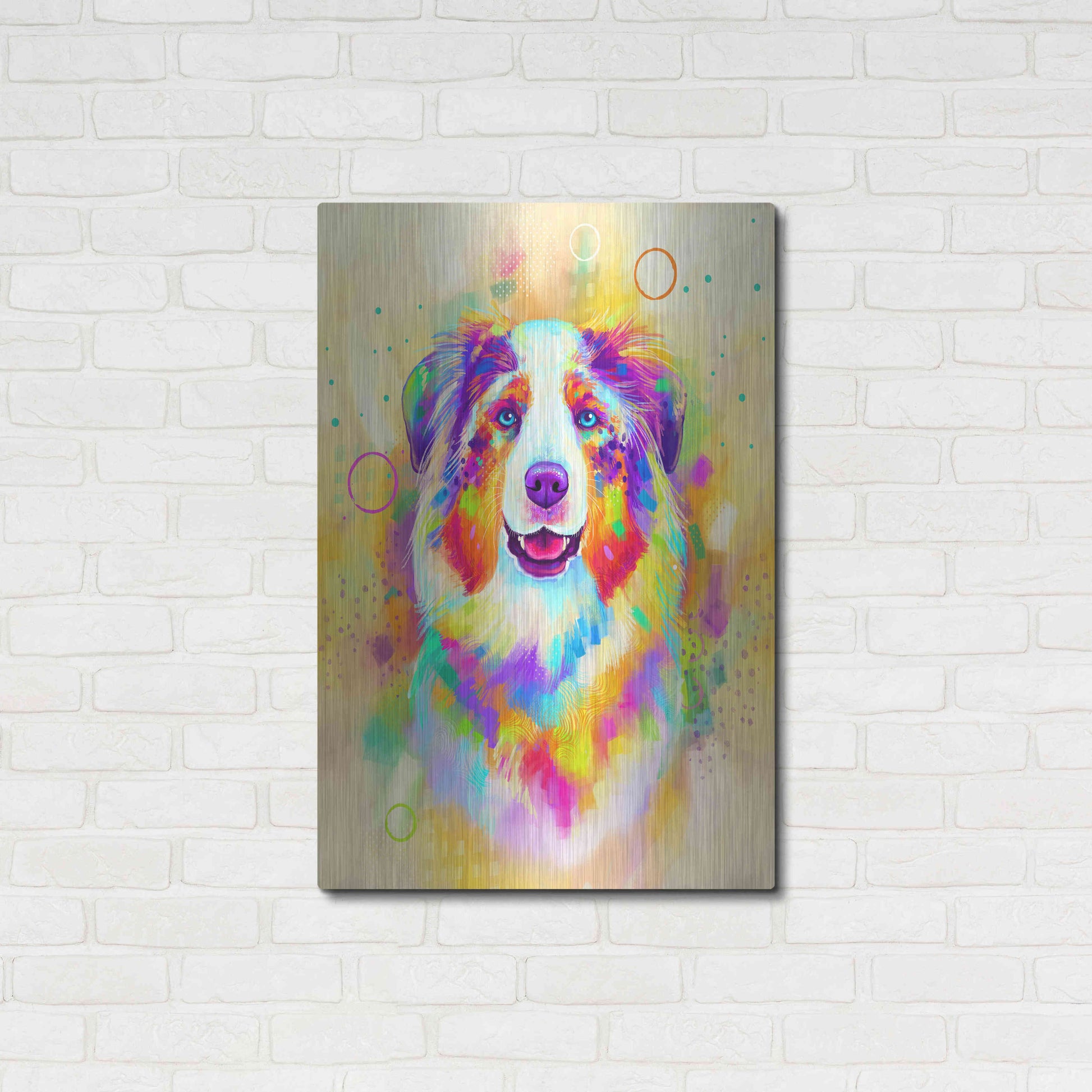 Luxe Metal Art 'Pop Art Australian Shepherd 4' by Furbaby Affiliates, Metal Wall Art,24x36