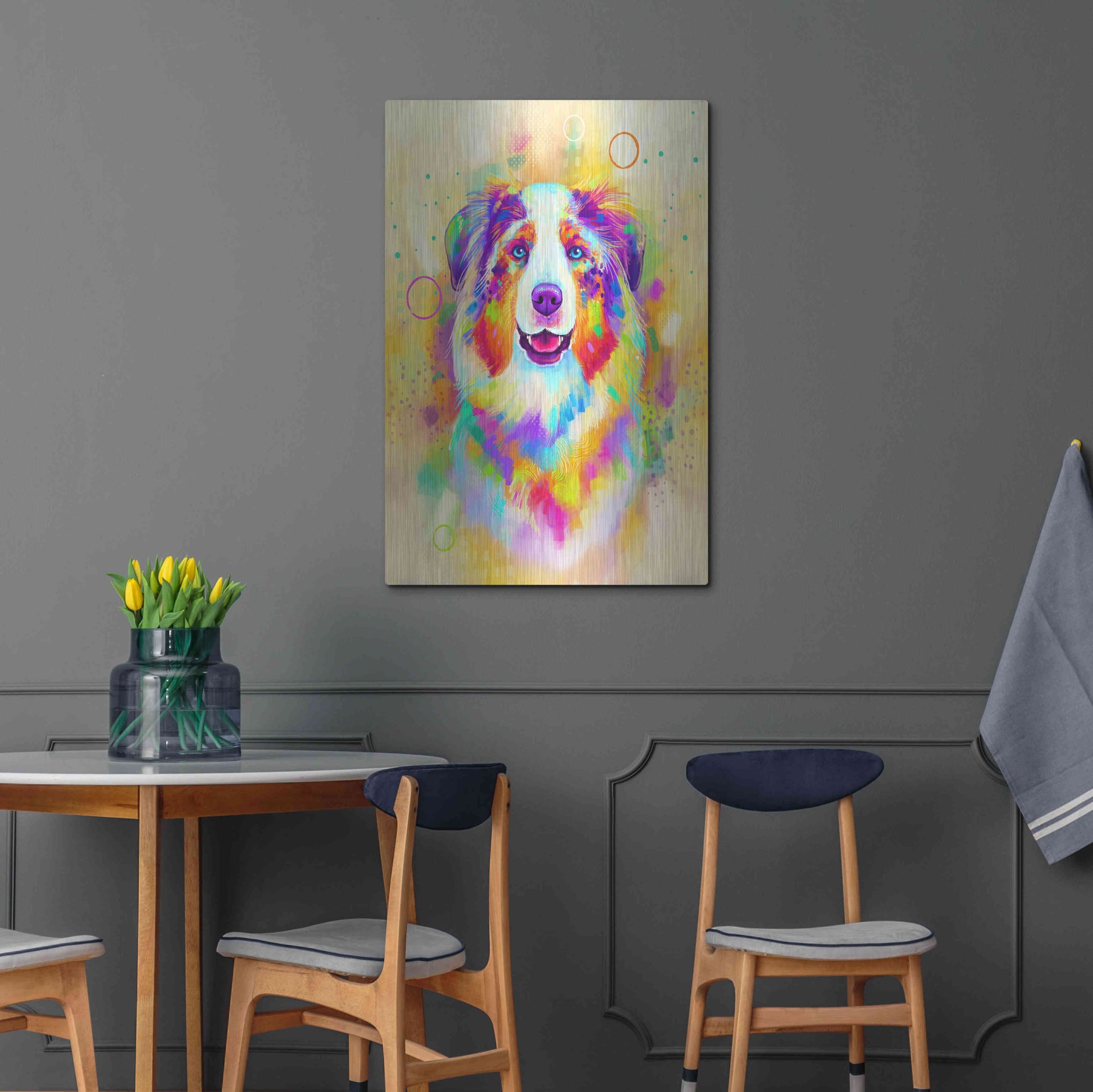 Luxe Metal Art 'Pop Art Australian Shepherd 4' by Furbaby Affiliates, Metal Wall Art,24x36