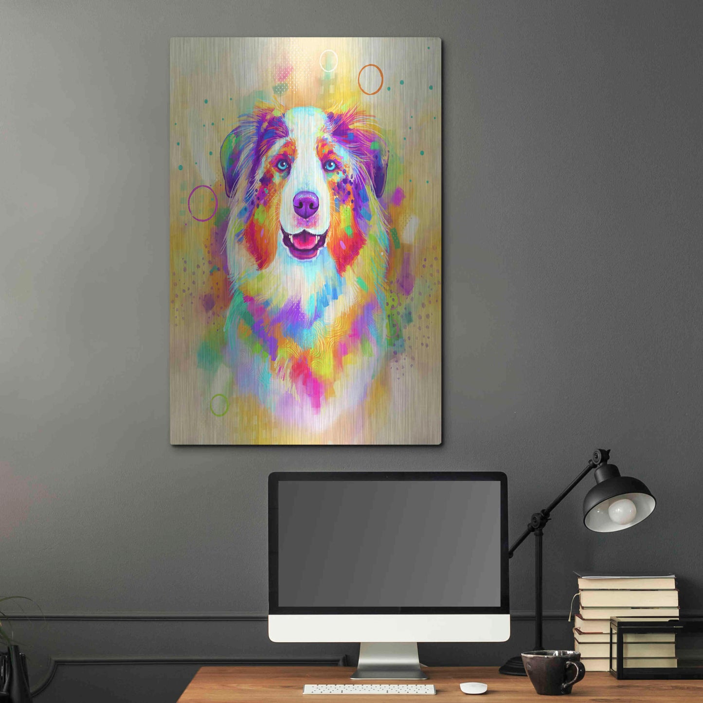 Luxe Metal Art 'Pop Art Australian Shepherd 4' by Furbaby Affiliates, Metal Wall Art,24x36