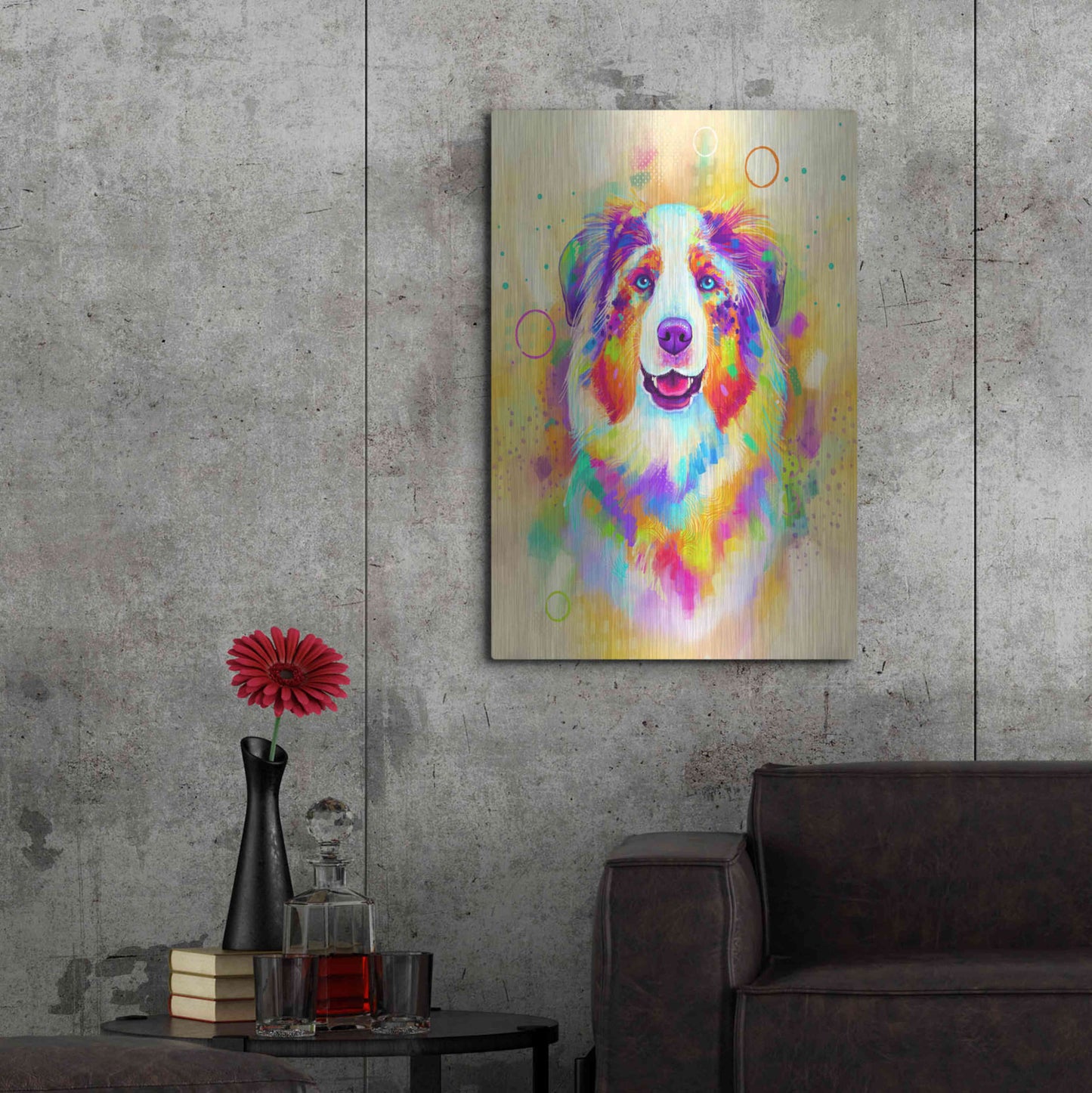 Luxe Metal Art 'Pop Art Australian Shepherd 4' by Furbaby Affiliates, Metal Wall Art,24x36