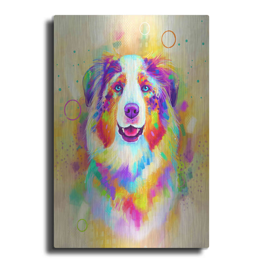 Luxe Metal Art 'Pop Art Australian Shepherd 4' by Furbaby Affiliates, Metal Wall Art