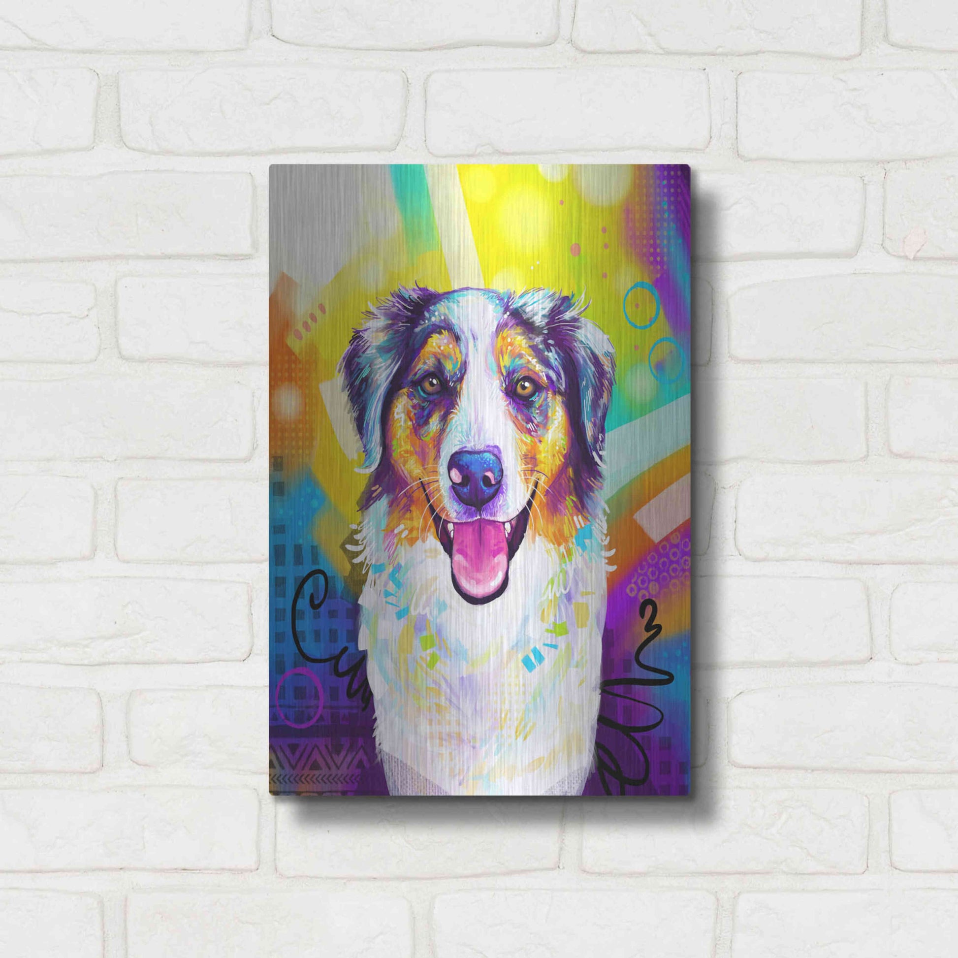 Luxe Metal Art 'Pop Art Australian Shepherd 2' by Furbaby Affiliates, Metal Wall Art,12x16