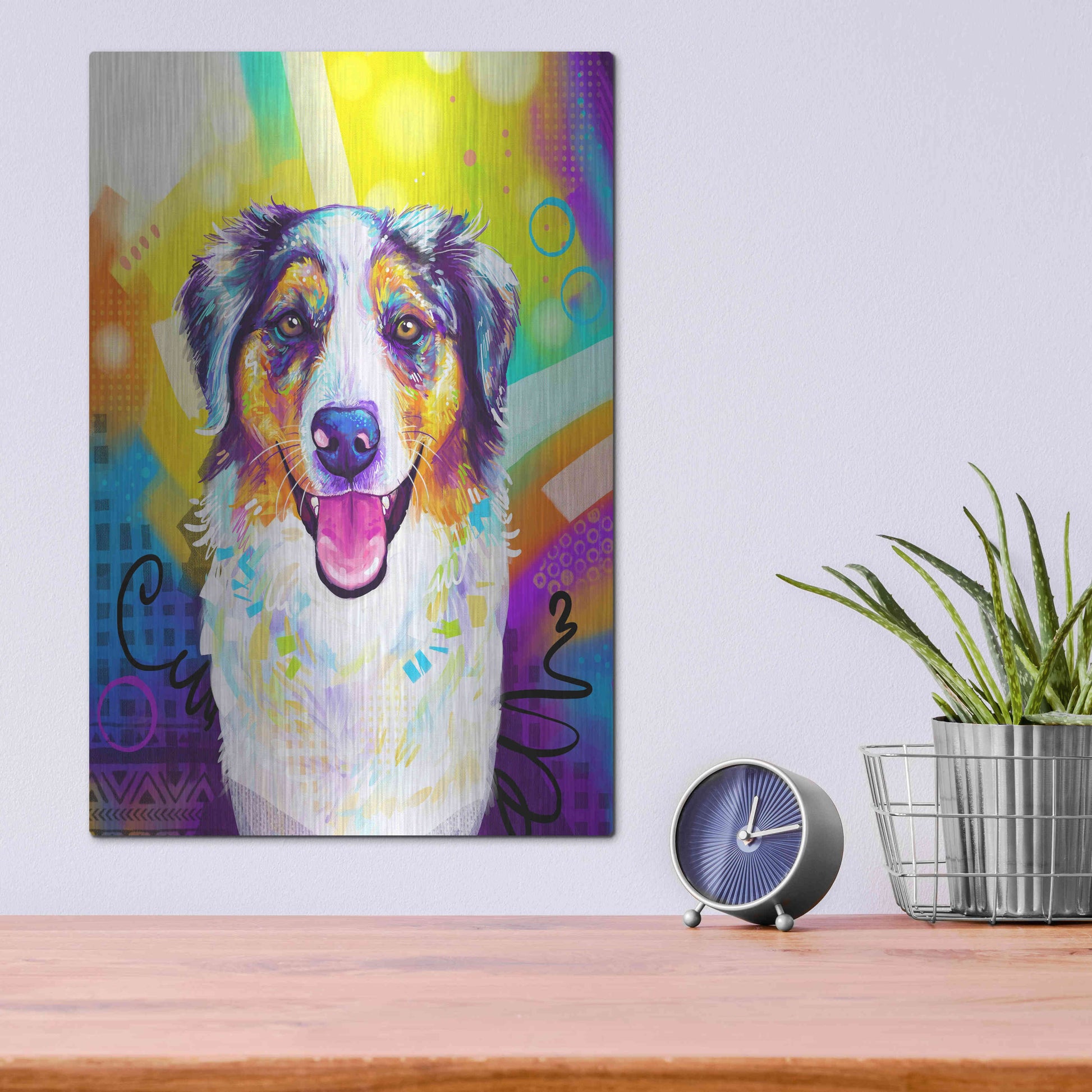 Luxe Metal Art 'Pop Art Australian Shepherd 2' by Furbaby Affiliates, Metal Wall Art,12x16