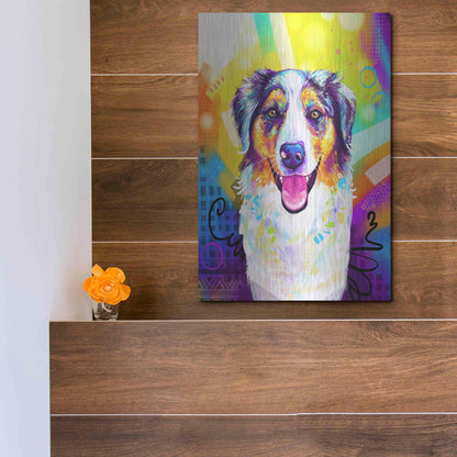 Luxe Metal Art 'Pop Art Australian Shepherd 2' by Furbaby Affiliates, Metal Wall Art,12x16