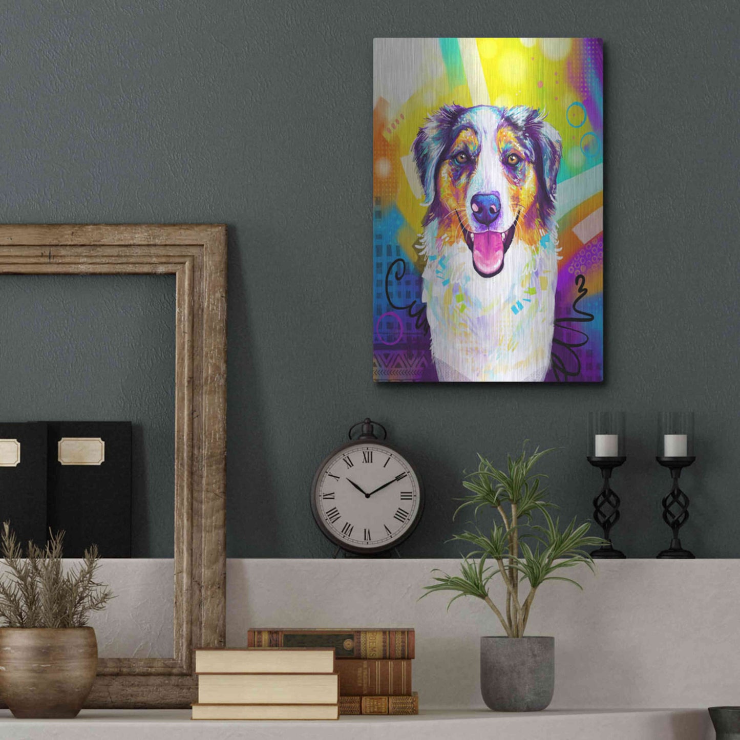 Luxe Metal Art 'Pop Art Australian Shepherd 2' by Furbaby Affiliates, Metal Wall Art,12x16