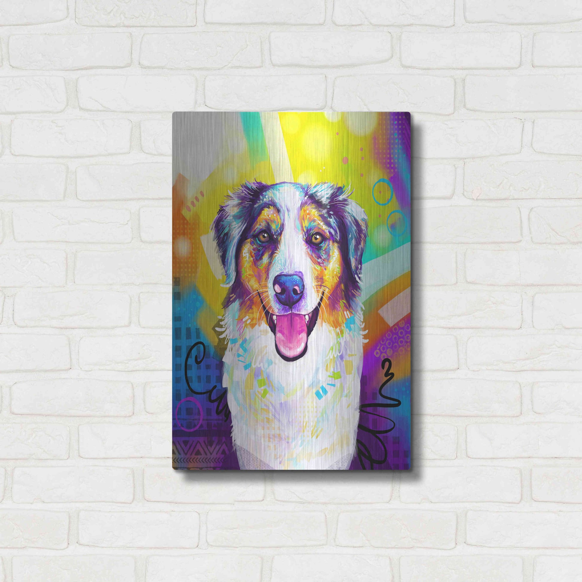 Luxe Metal Art 'Pop Art Australian Shepherd 2' by Furbaby Affiliates, Metal Wall Art,16x24