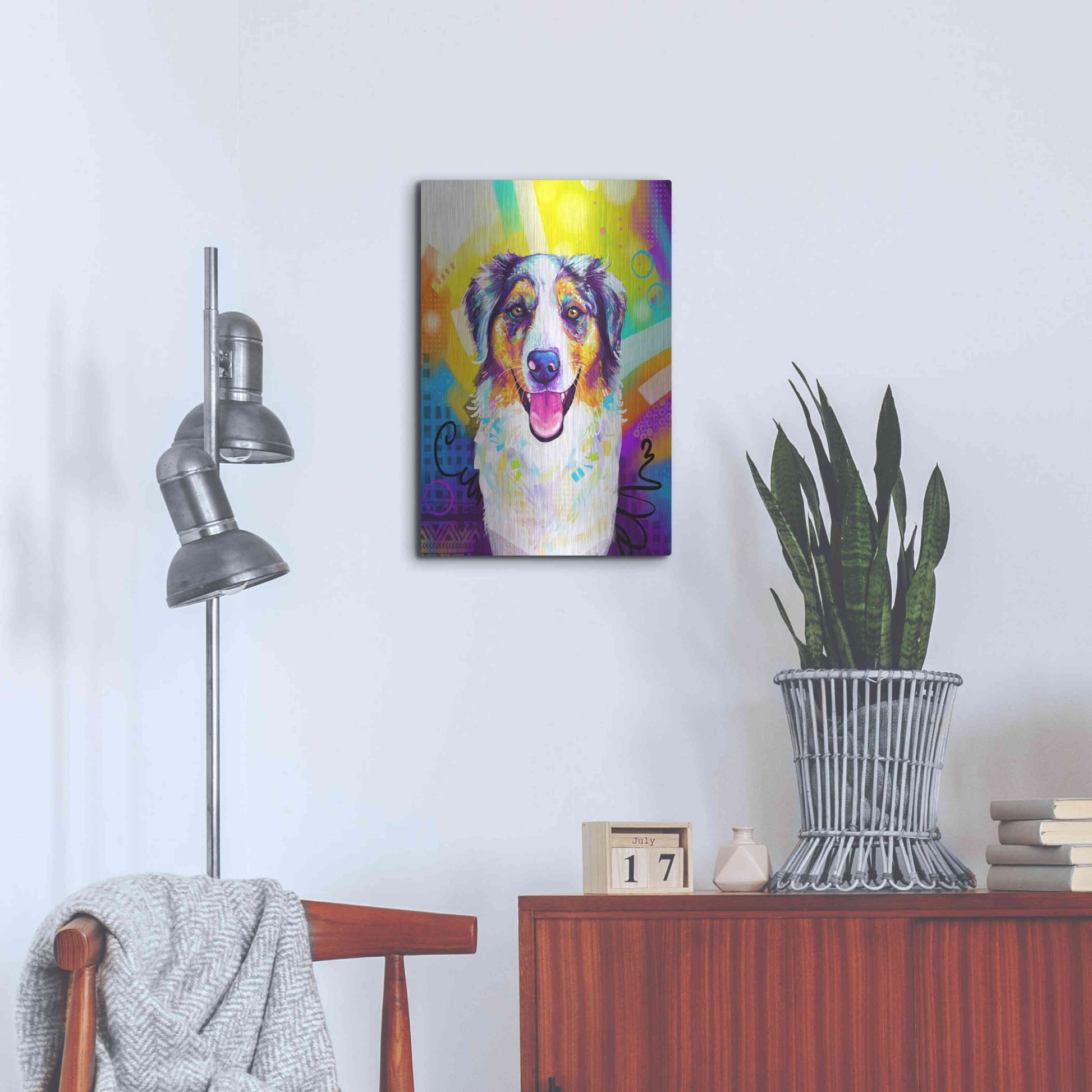 Luxe Metal Art 'Pop Art Australian Shepherd 2' by Furbaby Affiliates, Metal Wall Art,16x24