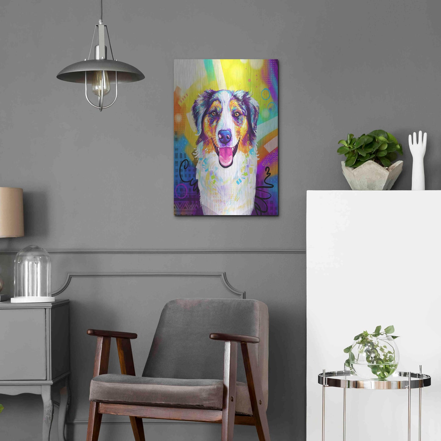 Luxe Metal Art 'Pop Art Australian Shepherd 2' by Furbaby Affiliates, Metal Wall Art,16x24