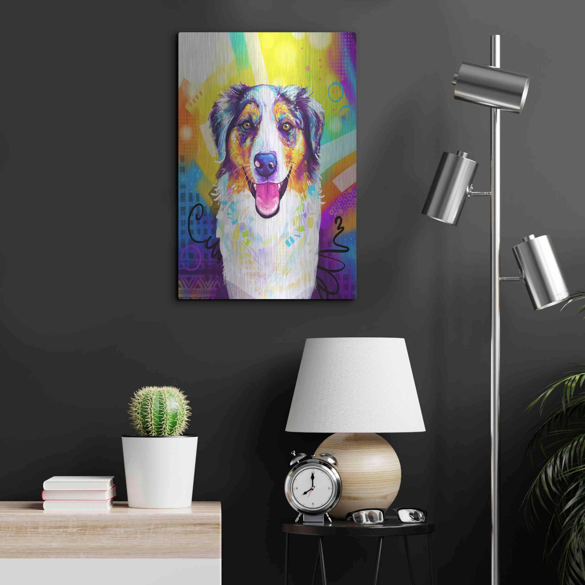 Luxe Metal Art 'Pop Art Australian Shepherd 2' by Furbaby Affiliates, Metal Wall Art,16x24