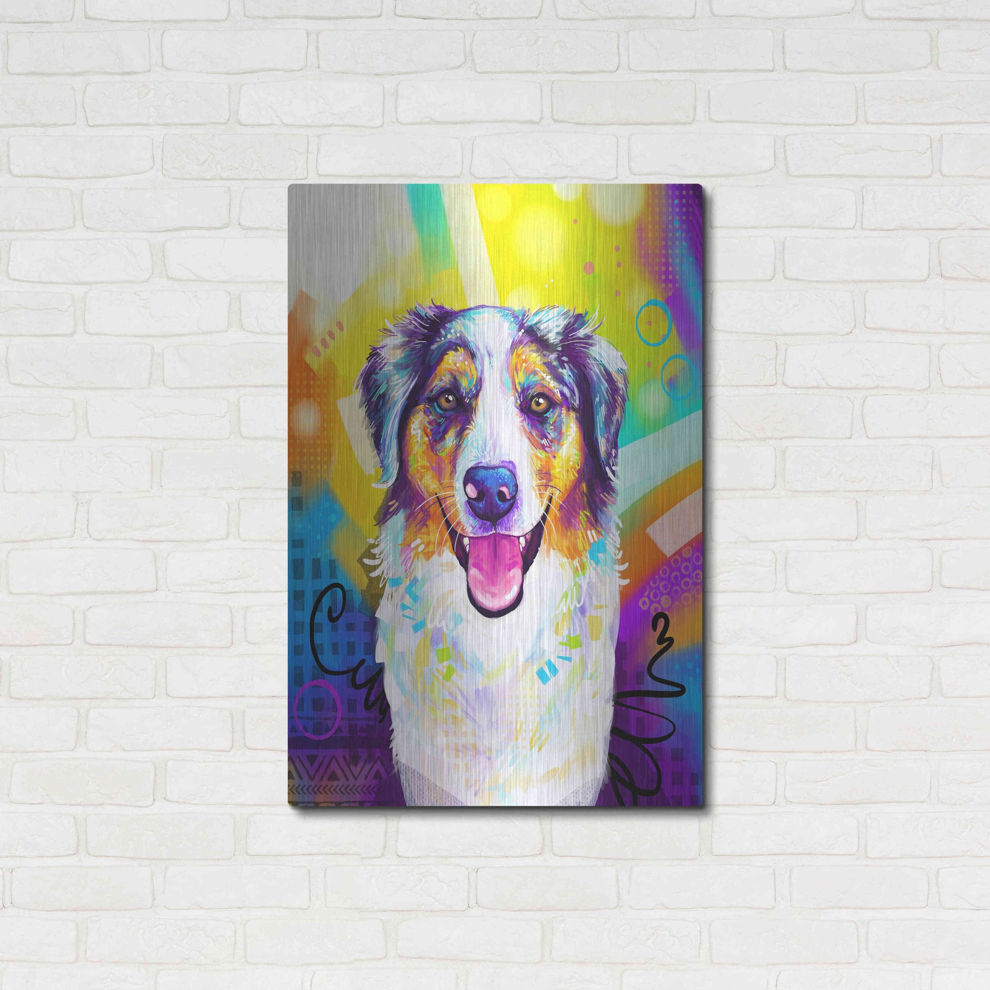 Luxe Metal Art 'Pop Art Australian Shepherd 2' by Furbaby Affiliates, Metal Wall Art,24x36