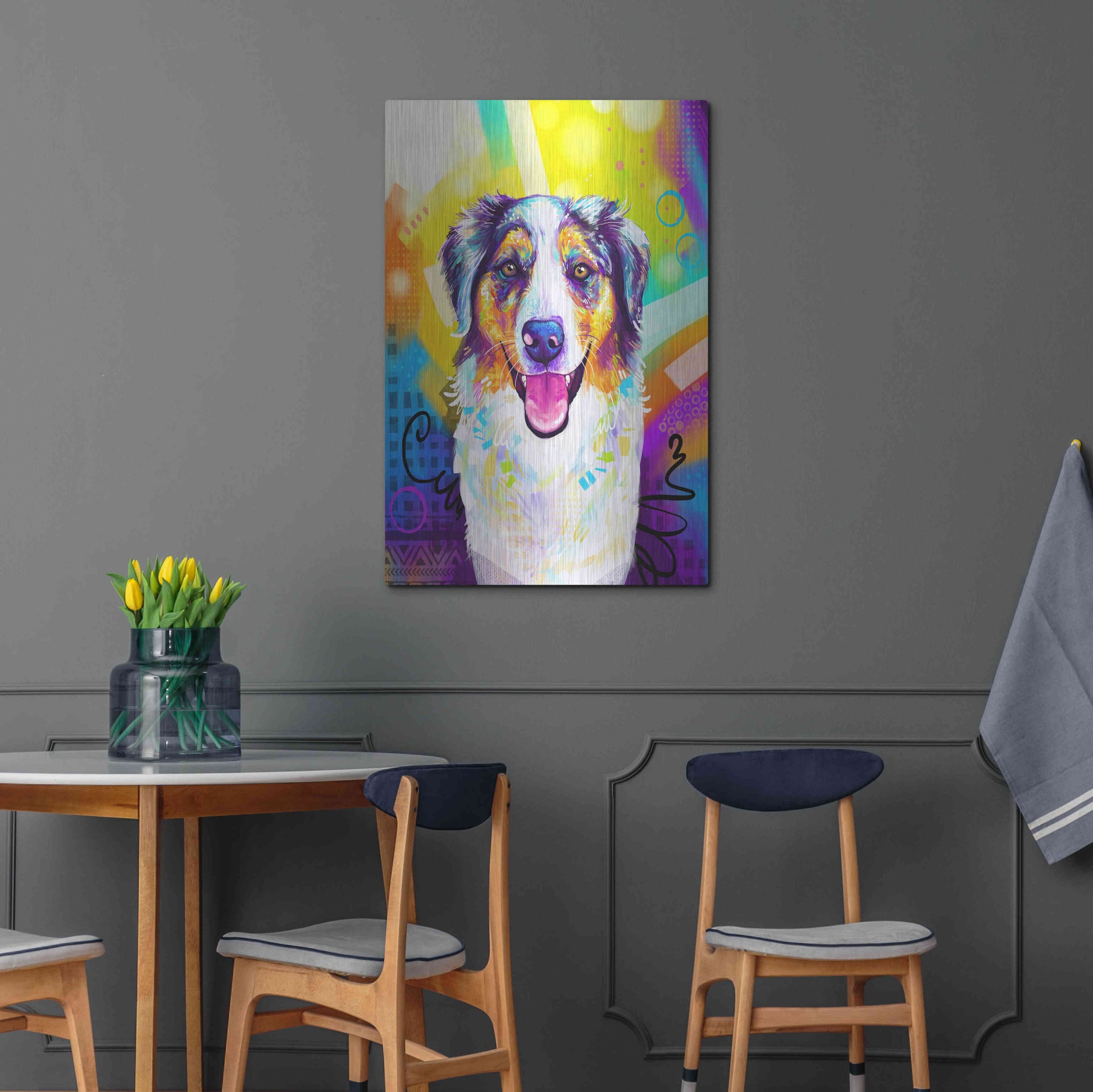 Luxe Metal Art 'Pop Art Australian Shepherd 2' by Furbaby Affiliates, Metal Wall Art,24x36