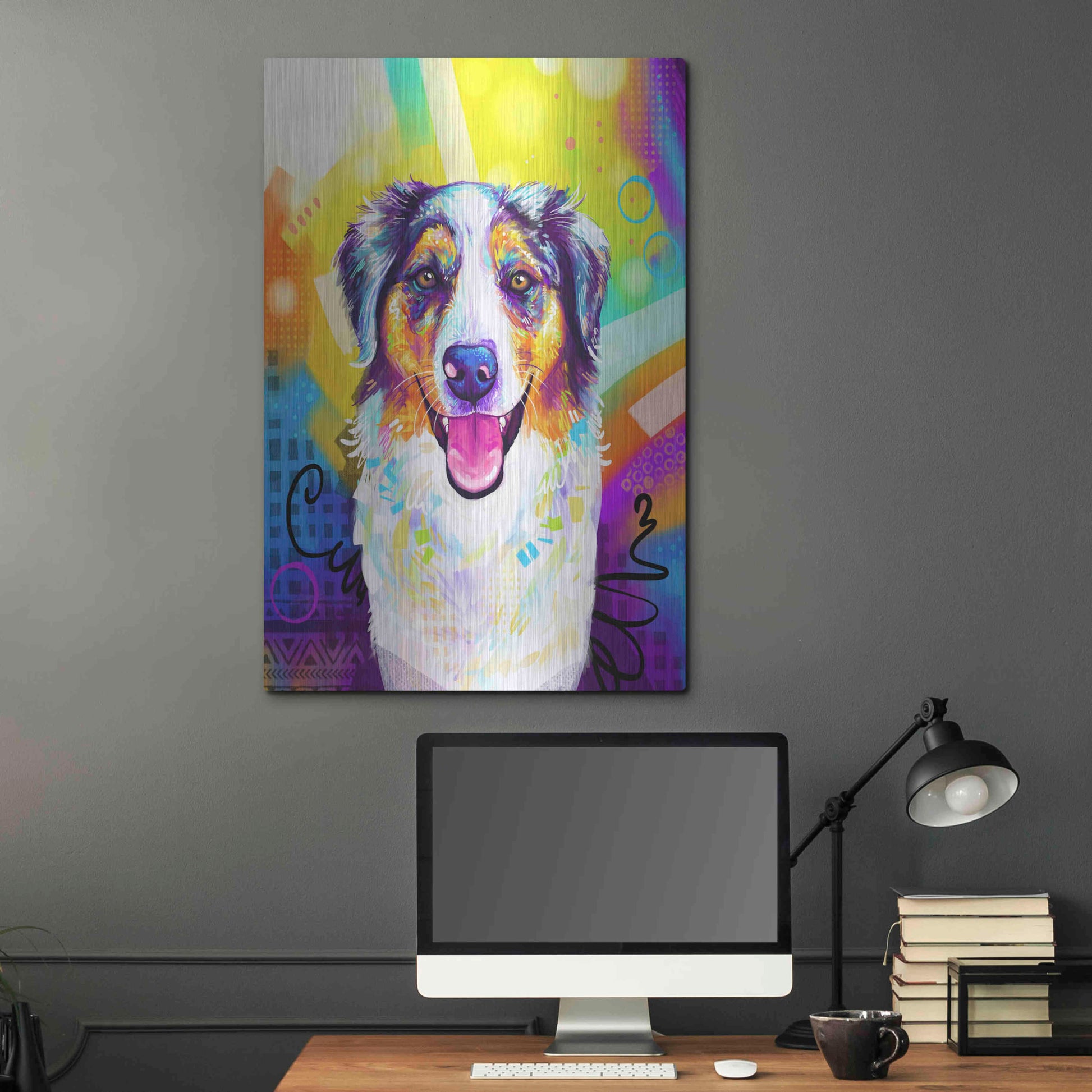 Luxe Metal Art 'Pop Art Australian Shepherd 2' by Furbaby Affiliates, Metal Wall Art,24x36