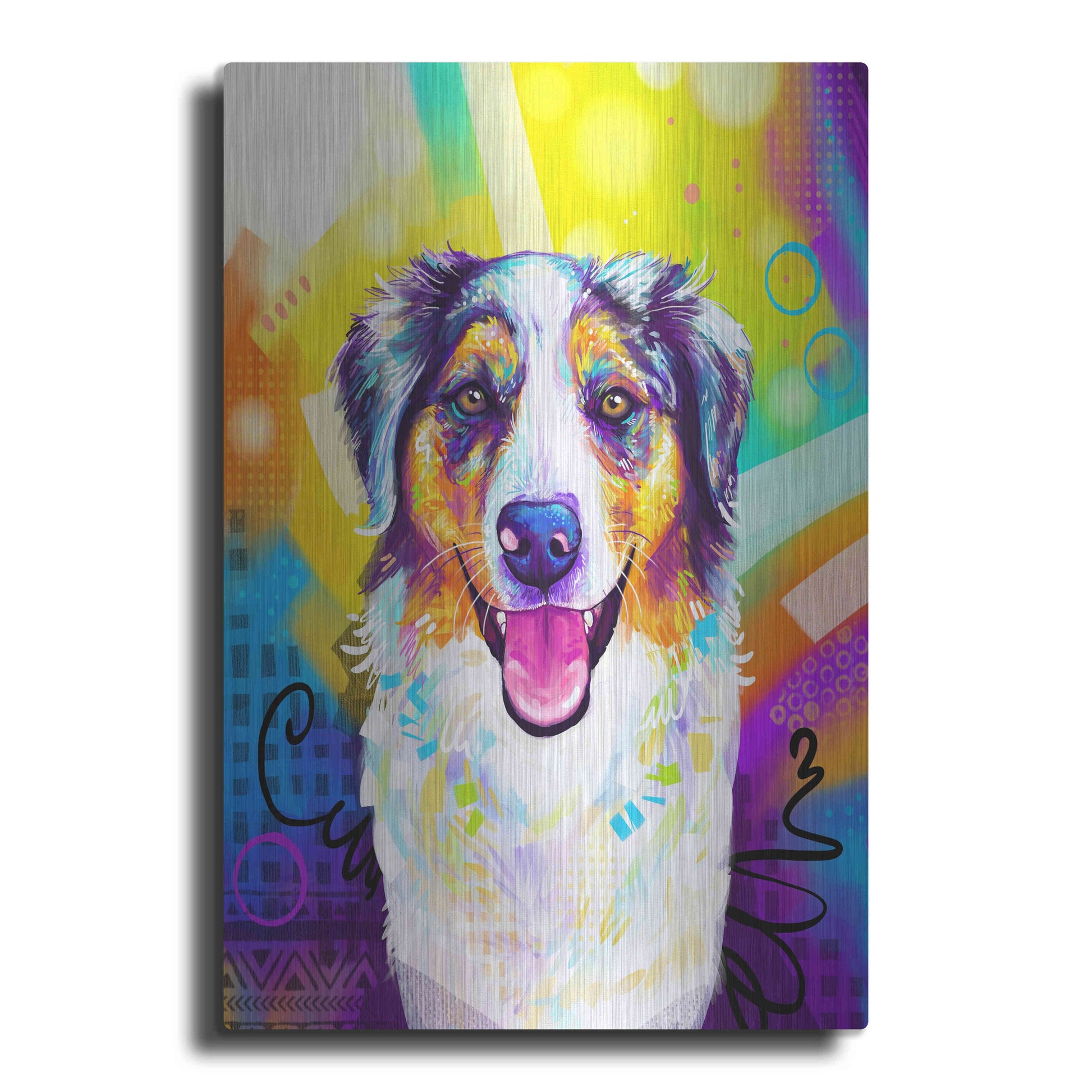 Luxe Metal Art 'Pop Art Australian Shepherd 2' by Furbaby Affiliates, Metal Wall Art