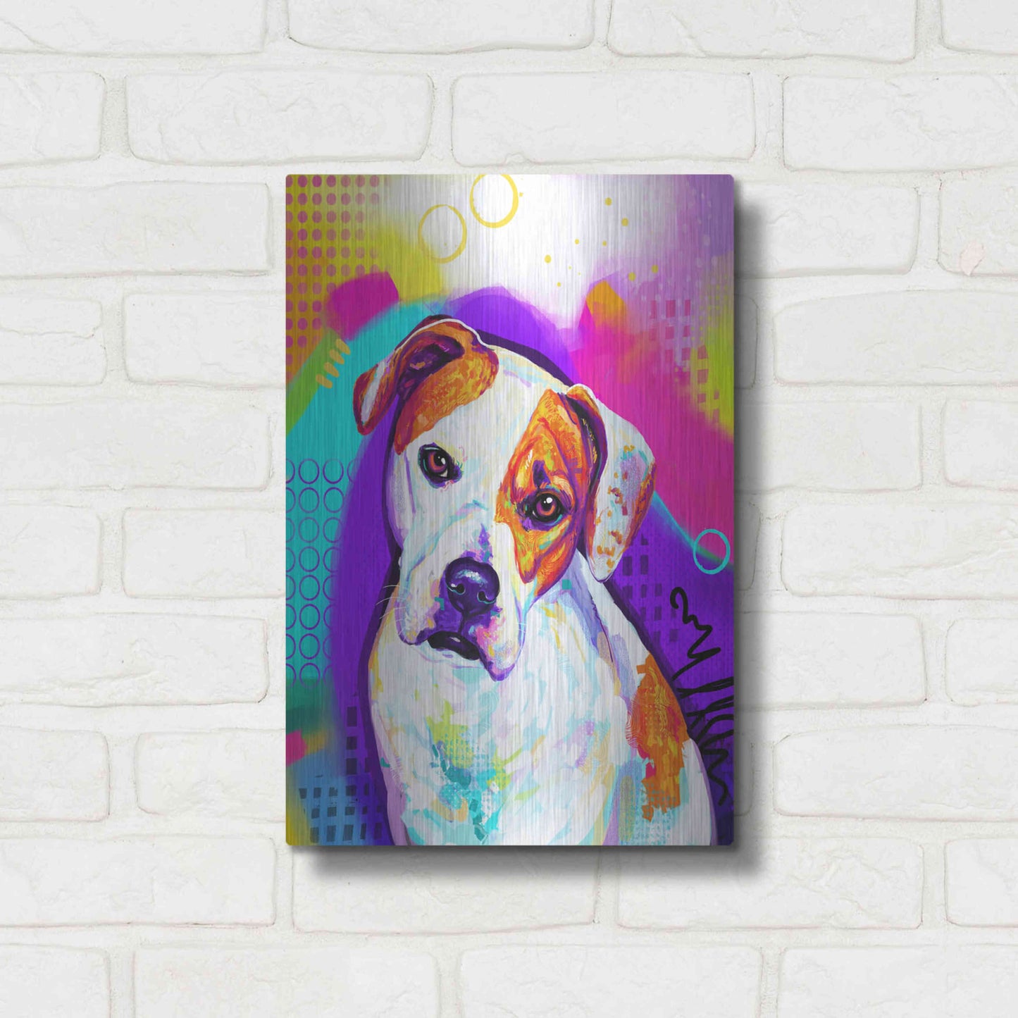 Luxe Metal Art 'Pop Art American Bulldog' by Furbaby Affiliates, Metal Wall Art,12x16